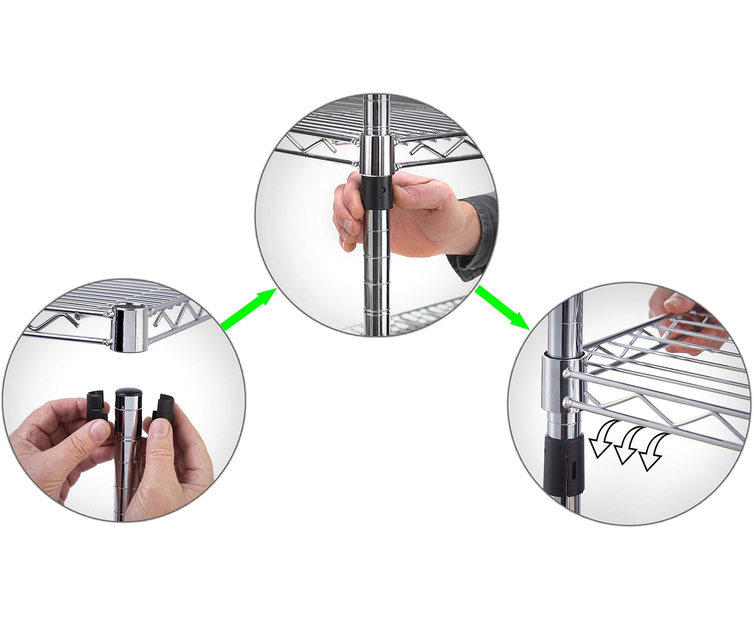 4-Tier Chrome Wire Shelving Kit - 14
