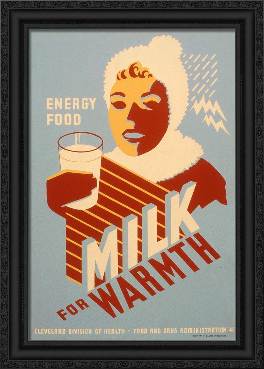28x40 Large Black Ornate Framed Canvas Art Print - 'Milk' Painting for Warmth & Energy | Modern Wall Decor for Living Room, Bedroom & Office