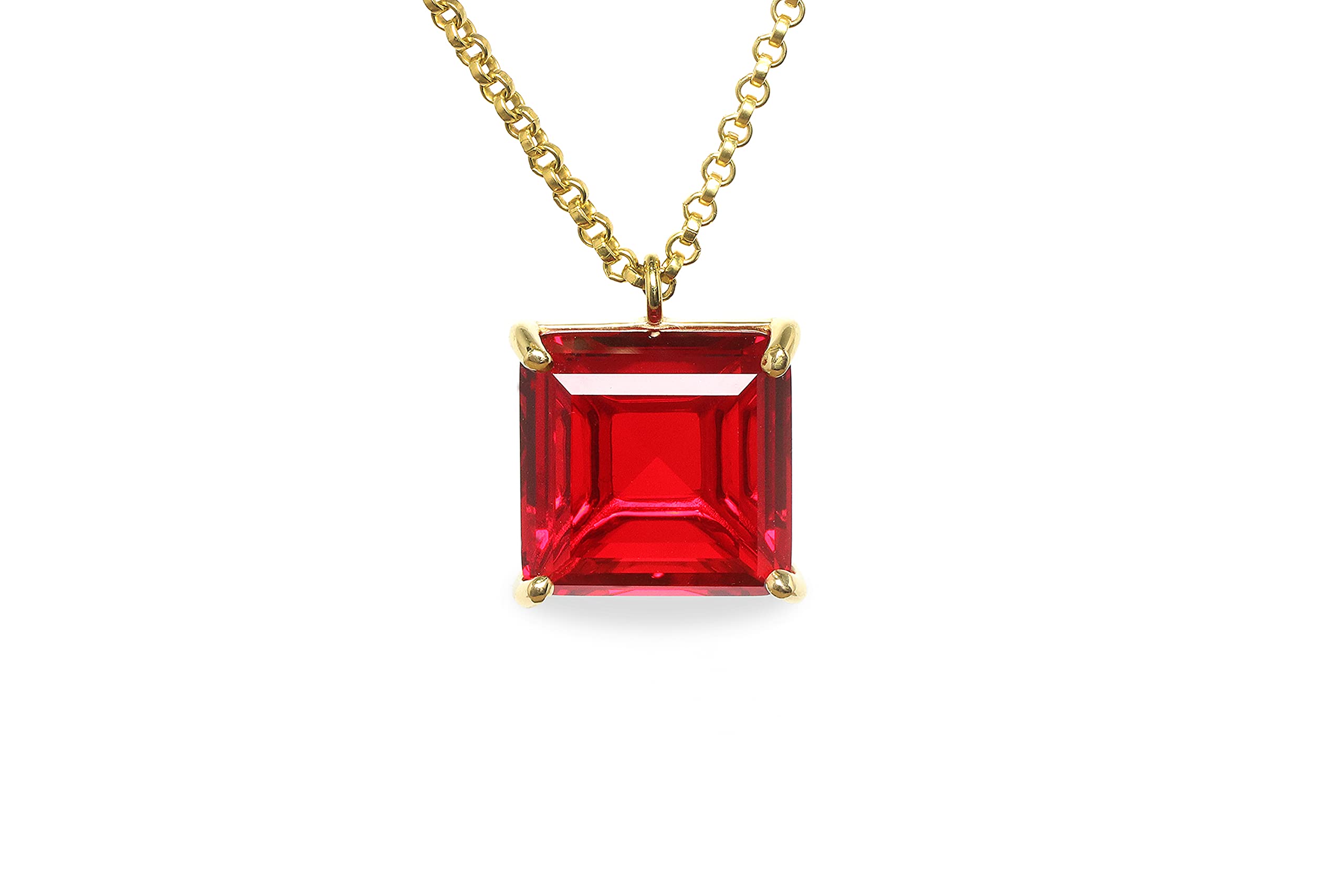 16MM Ruby Necklace for Women - Handmade Silver Birthstone Jewelry for Layering & Gifting