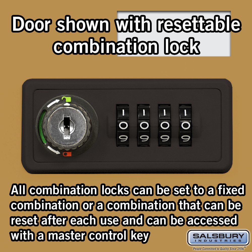 Salsbury Industries 19048-07GRC 4-Unit Recessed Cell Phone Locker with Resettable Combination Locks & 8-Inch Diameter Compartments (Gold) - Secure Storage for Schools, Gyms, and Offices