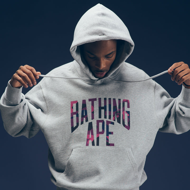 BAPE NYC Logo Pullover Hoodie Gray - Stylish Streetwear for Urban Fashion & Casual Wear
