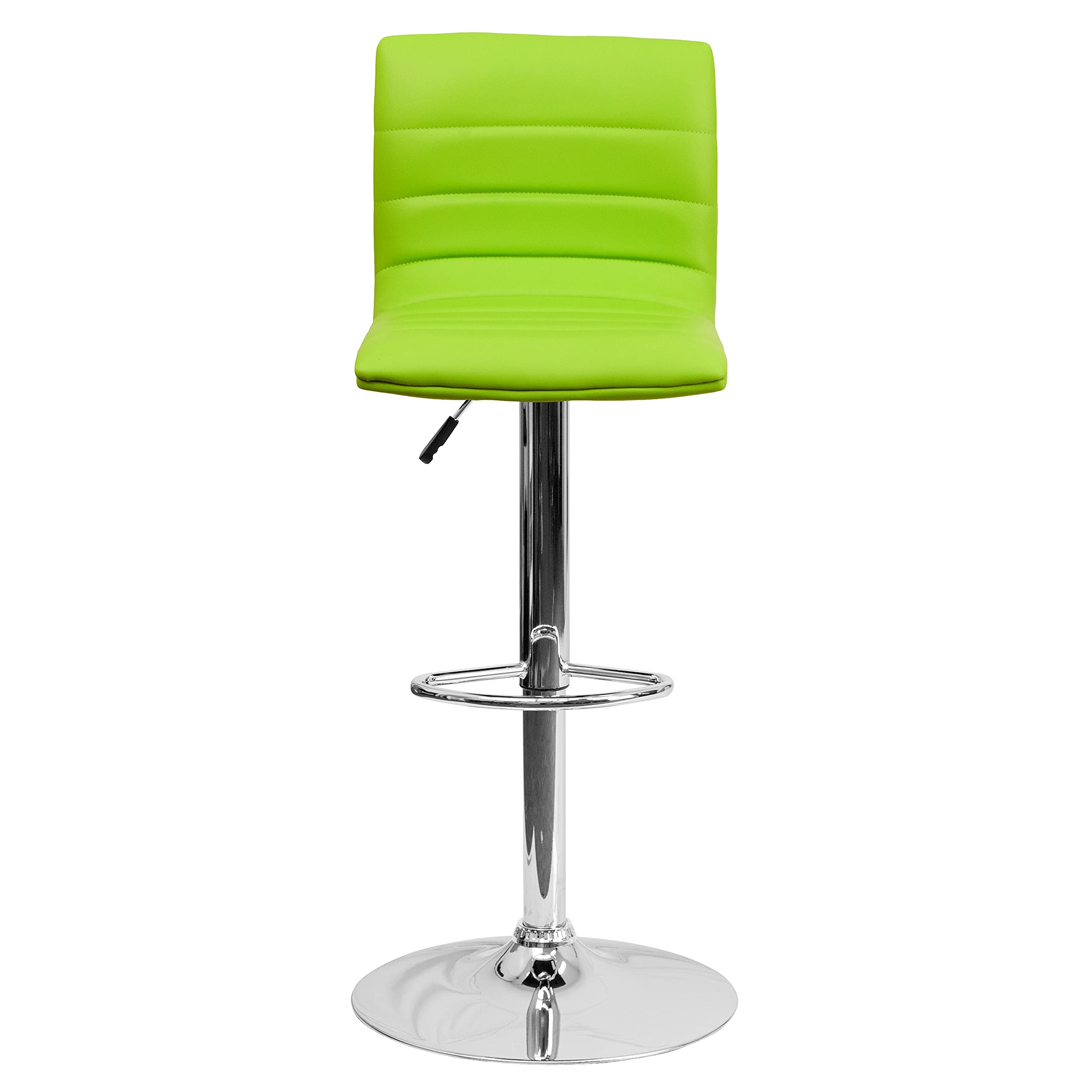 2 Pack Adjustable Height Green Vinyl Bar Stools with Horizontal Stitch Back - Perfect for Kitchen Island, Breakfast Nook & Home Bar Decor