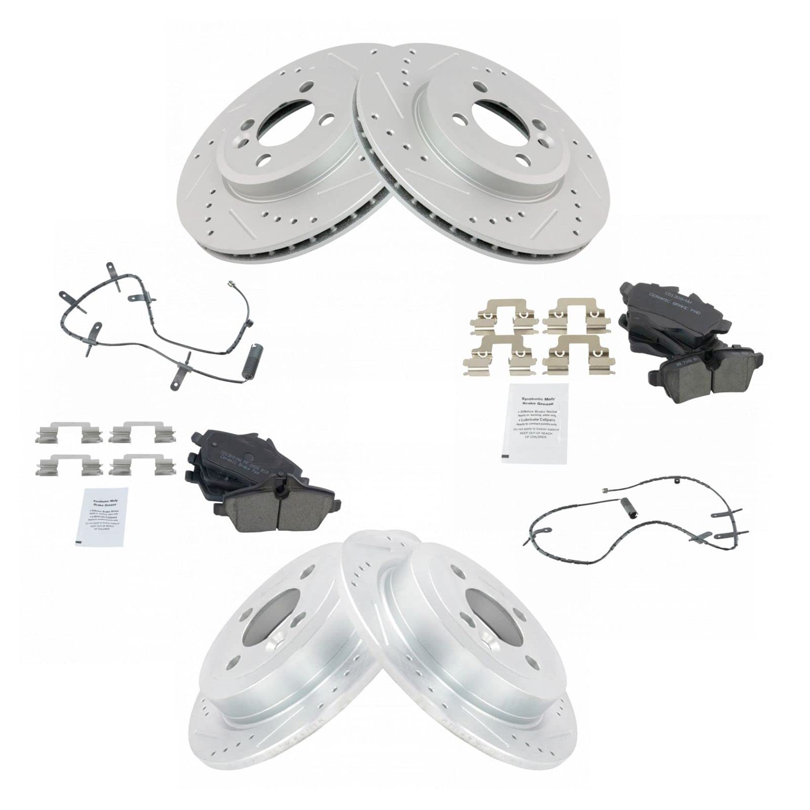 Premium Ceramic G-Coated Front & Rear Brake Pad & Rotor Kit with Wear Sensors - Compatible with 2007-2008 Mini Cooper - High Performance Braking for City Driving & Mountain Roads