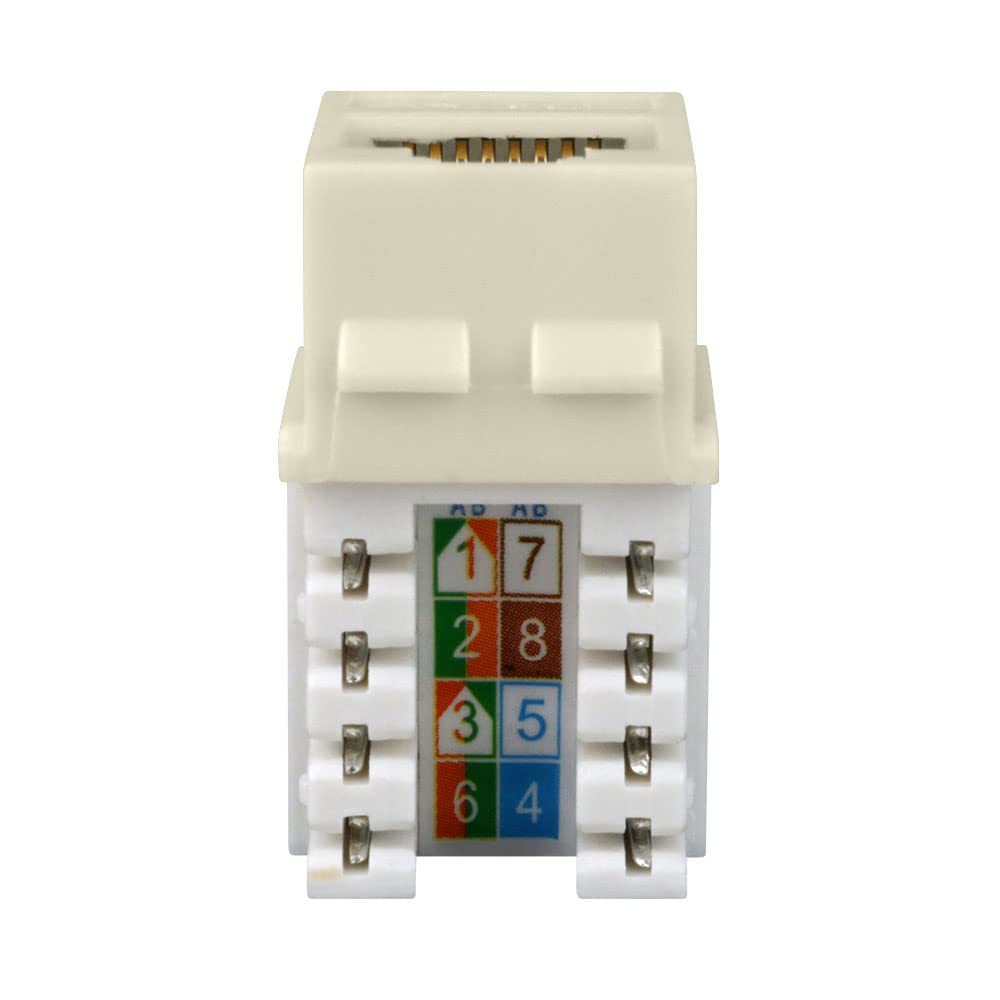 Construct Pro™ Cat 6 Keystone Jack (Almond) - High Speed Ethernet Network Jack for Home & Office Networking, Data Centers, and Server Rooms