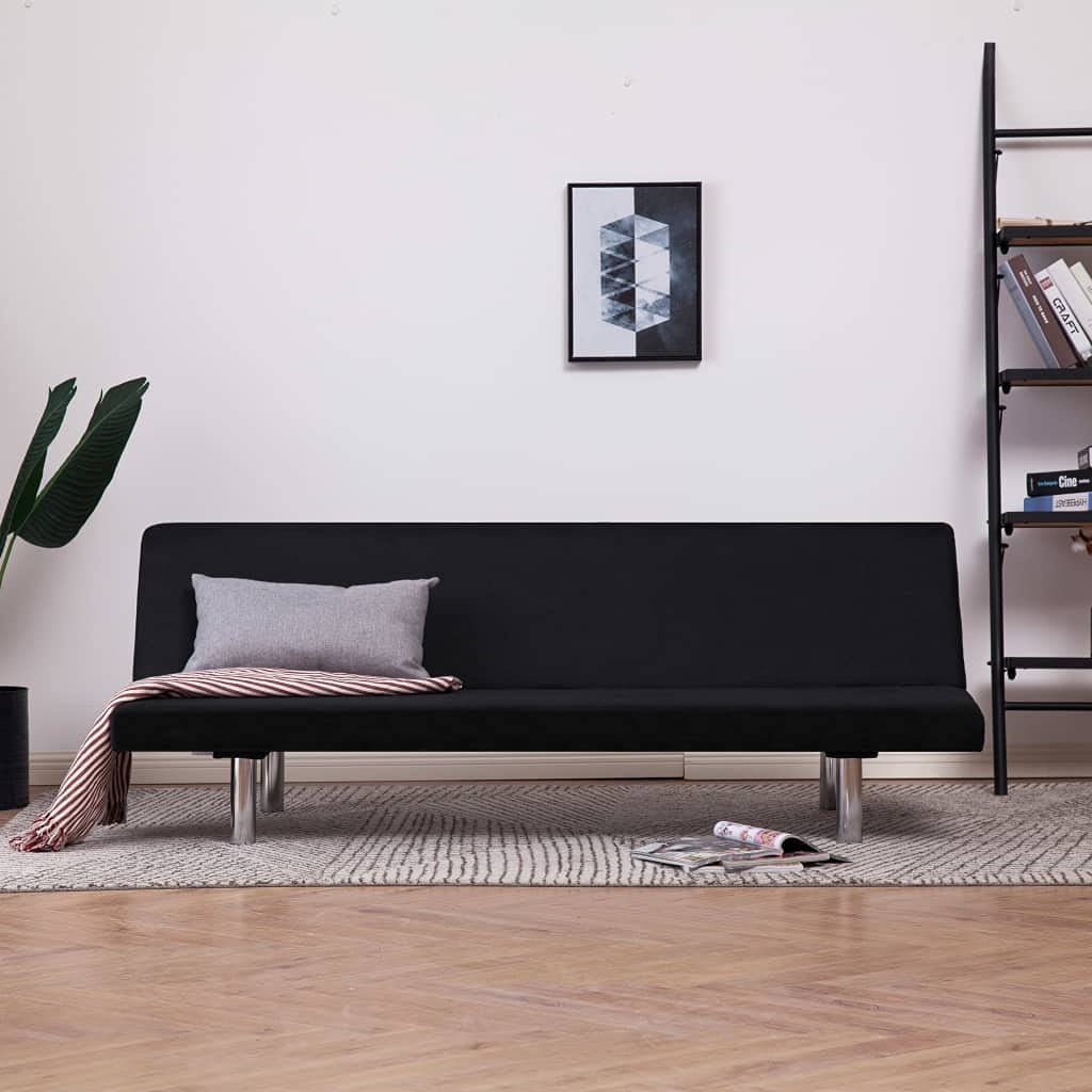 CHARMMA Convertible Sofa Bed - Tufted Split Back Futon for Small Spaces, Linen Fabric, Folding & Reclining Couch (Black) - Perfect for Living Rooms, Guest Rooms & Studio Apartments