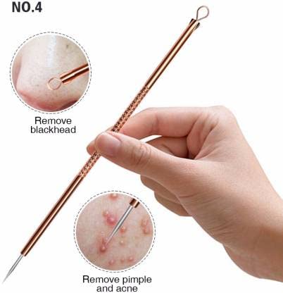 Elecsera Professional Blackhead Remover Kit - Stainless Steel Acne Needle & Whitehead Extractor Tool Set (4-Piece) for Facial Care, Pimple Popping & Skin Treatment - Perfect for Home Spa & Skincare Routine