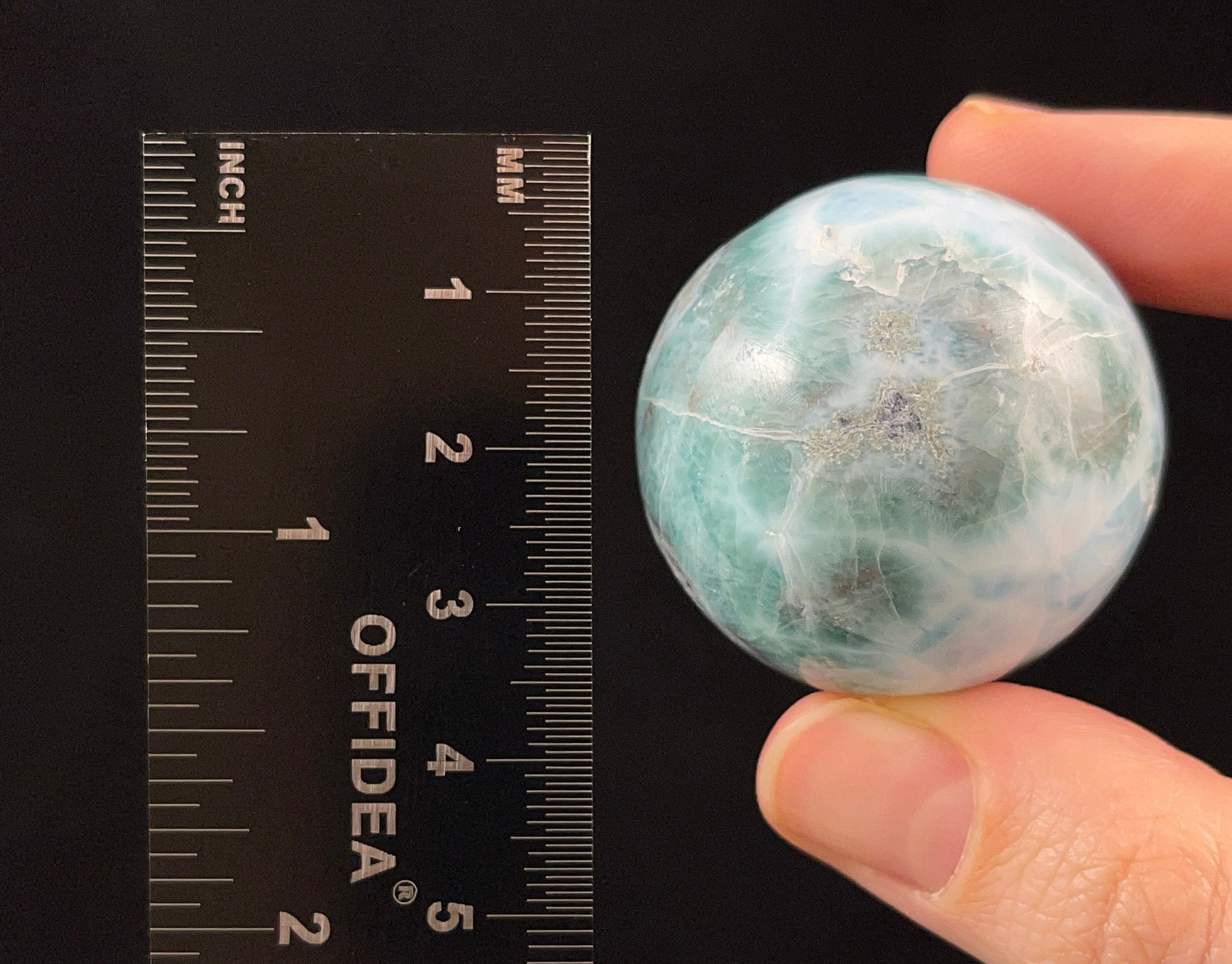 LARIMAR Crystal Sphere - Healing Crystal Ball for Meditation, Feng Shui, Housewarming Gift, Home & Office Decor (52407) - Perfect for Spiritual Healing, Energy Cleansing & Positive Vibes