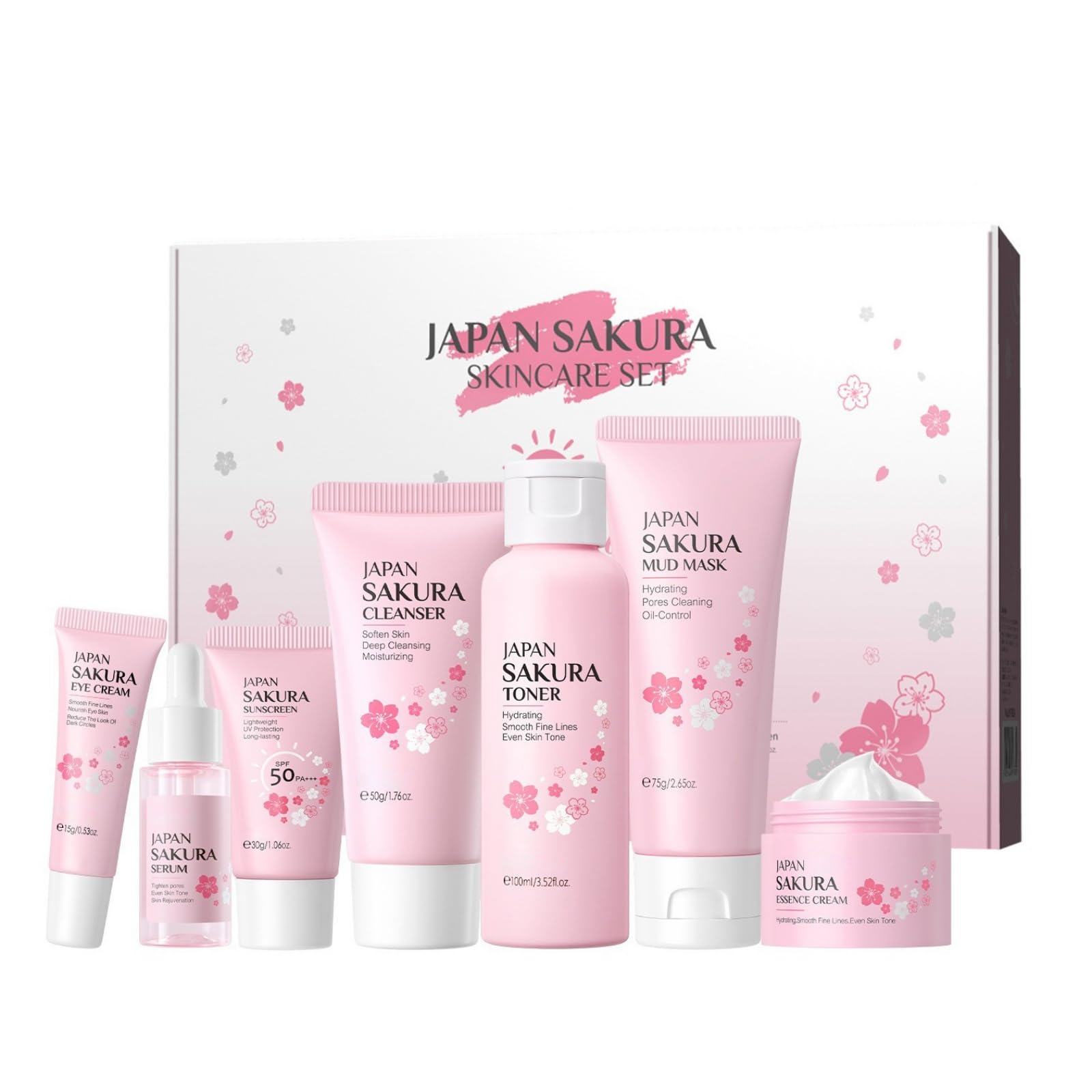 Premium Skincare Gift Set for Women - Complete Facial Care Kit with Cleanser, Toner, Serum, Moisturizer, Mud Mask, Eye Cream & SPF | Perfect for Teens, Moms & Self-Care Routines | Daily Beauty Regimen & Spa Night Essentials