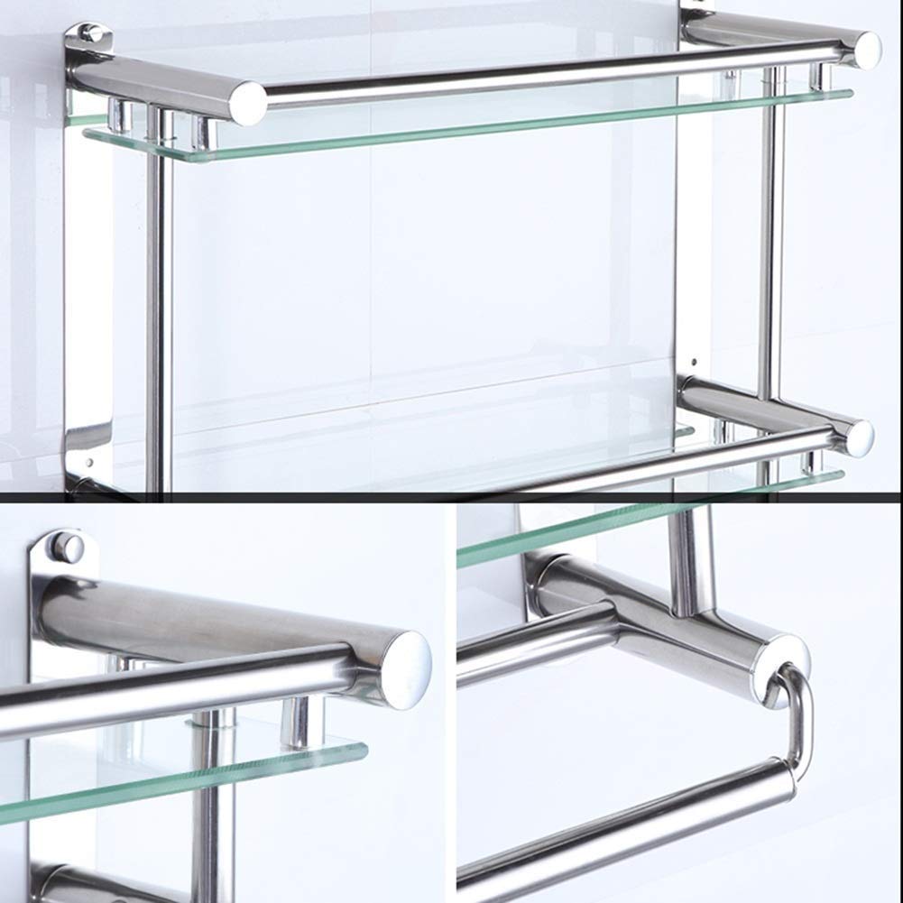 2-Tier Adjustable Bathroom Shelf with Towel Rail & Shower Holder - Space-Saving Storage for Shampoo, Soap & Towels - Perfect for Small Bathrooms & Shower Rooms