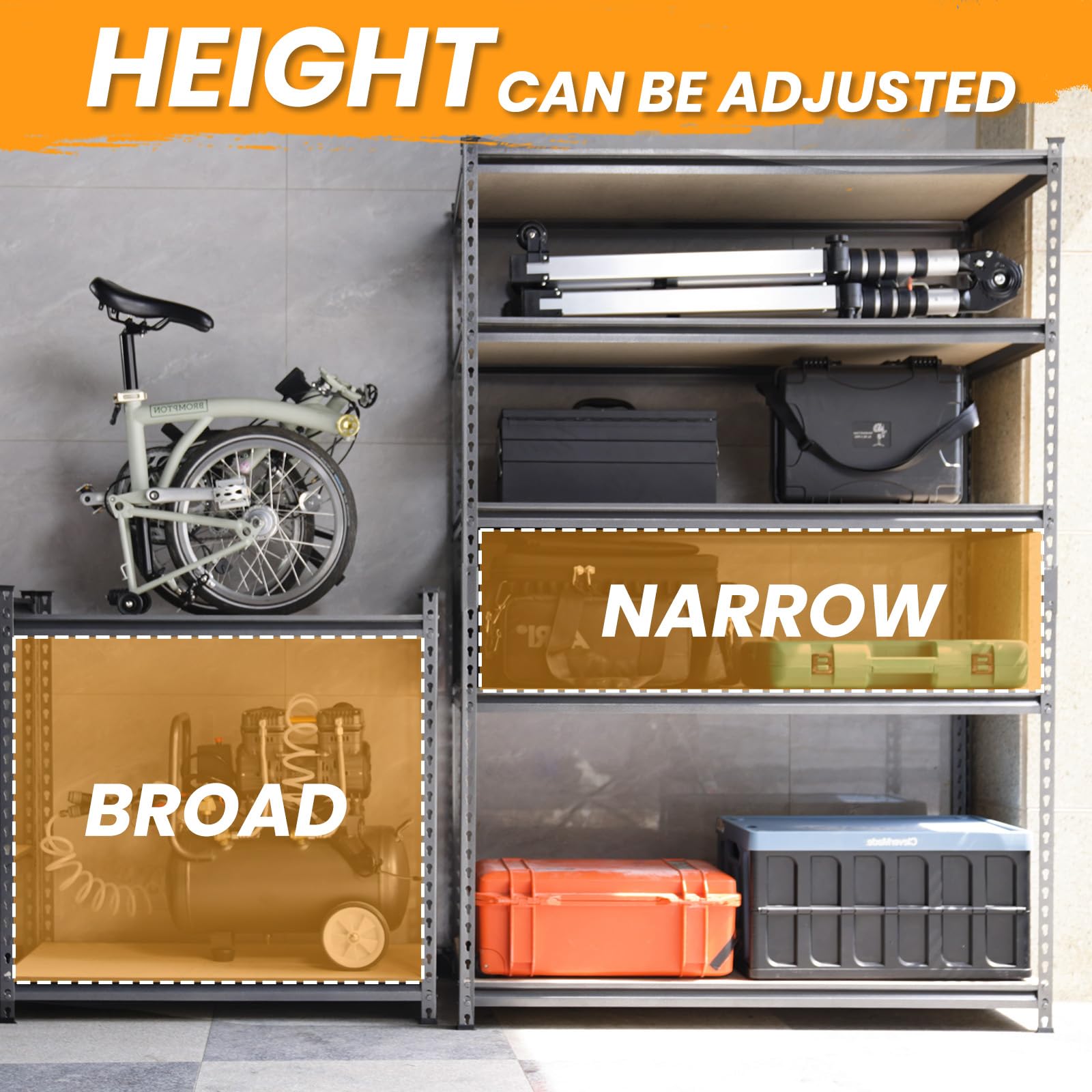 5-Tier Heavy Duty Metal Storage Rack - Adjustable Shelving Unit 36