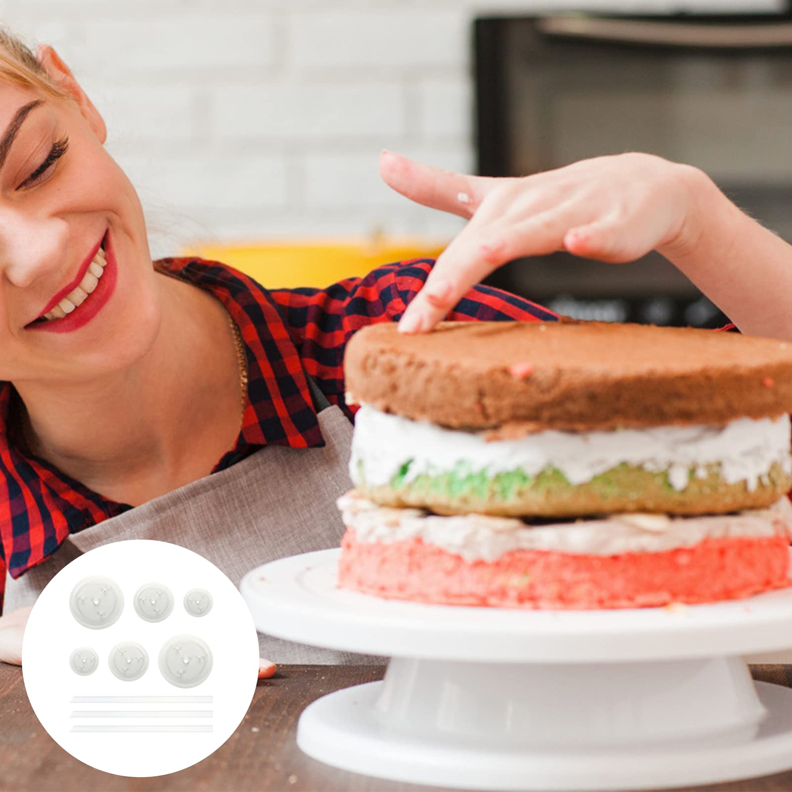 Hemoton 6-Piece Cake Display Stand Set - Stackable Dessert Rack with Plastic Spacers & White Cake Boards - Perfect for Bakery, Wedding, Party Dessert Displays