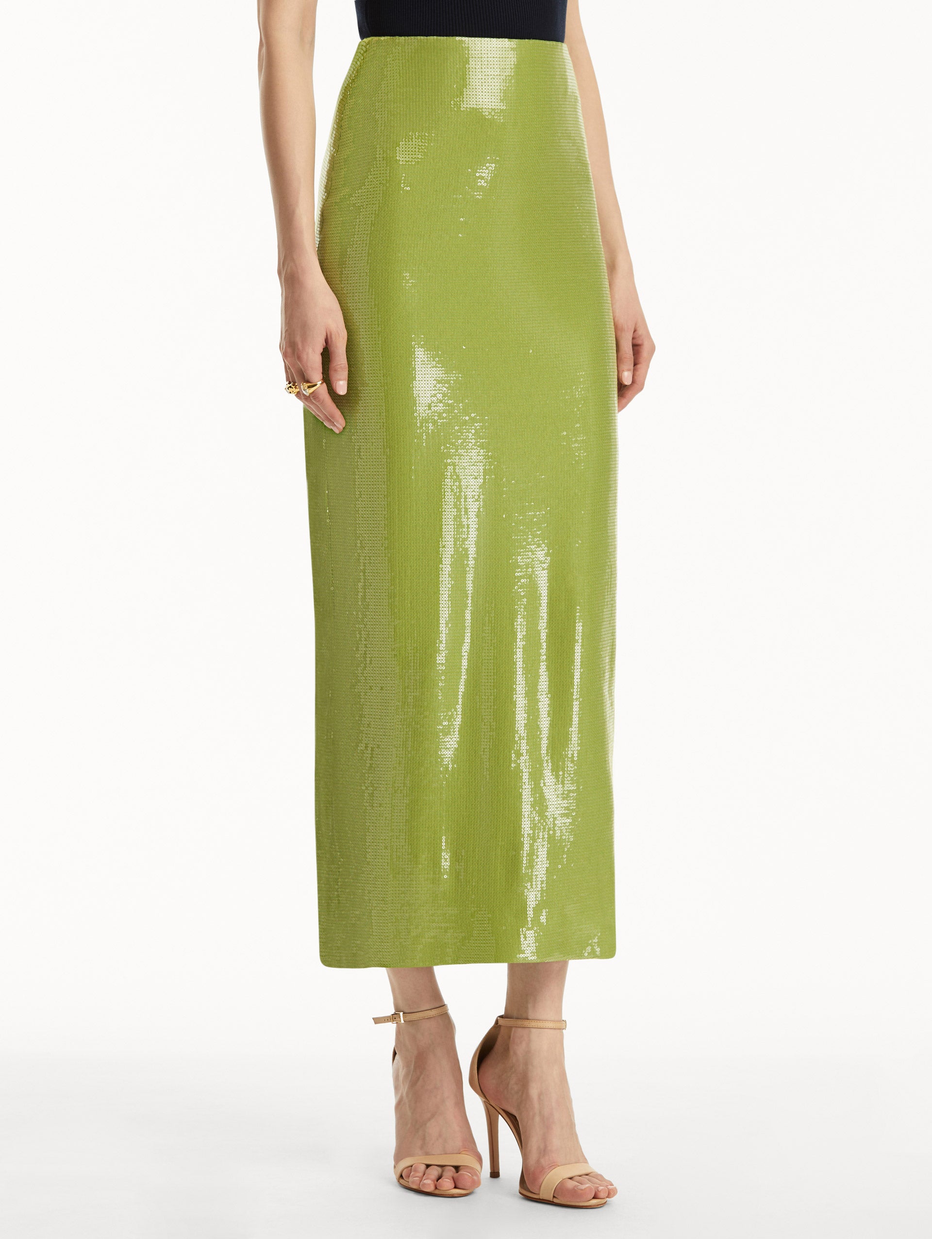 Sparkly Sequin Pencil Skirt for Women - Stretchy Jersey Bodycon Midi Skirt - Perfect for Party, Club, Date Night & Special Occasions