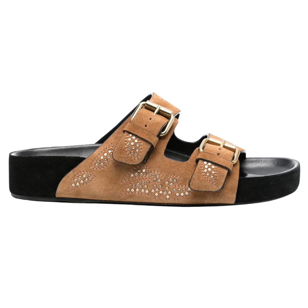 Lenyo Women's Cognac/Gold Leather Sandals - Comfortable & Stylish Summer Casual Shoes for Beach, Travel & Everyday Wear