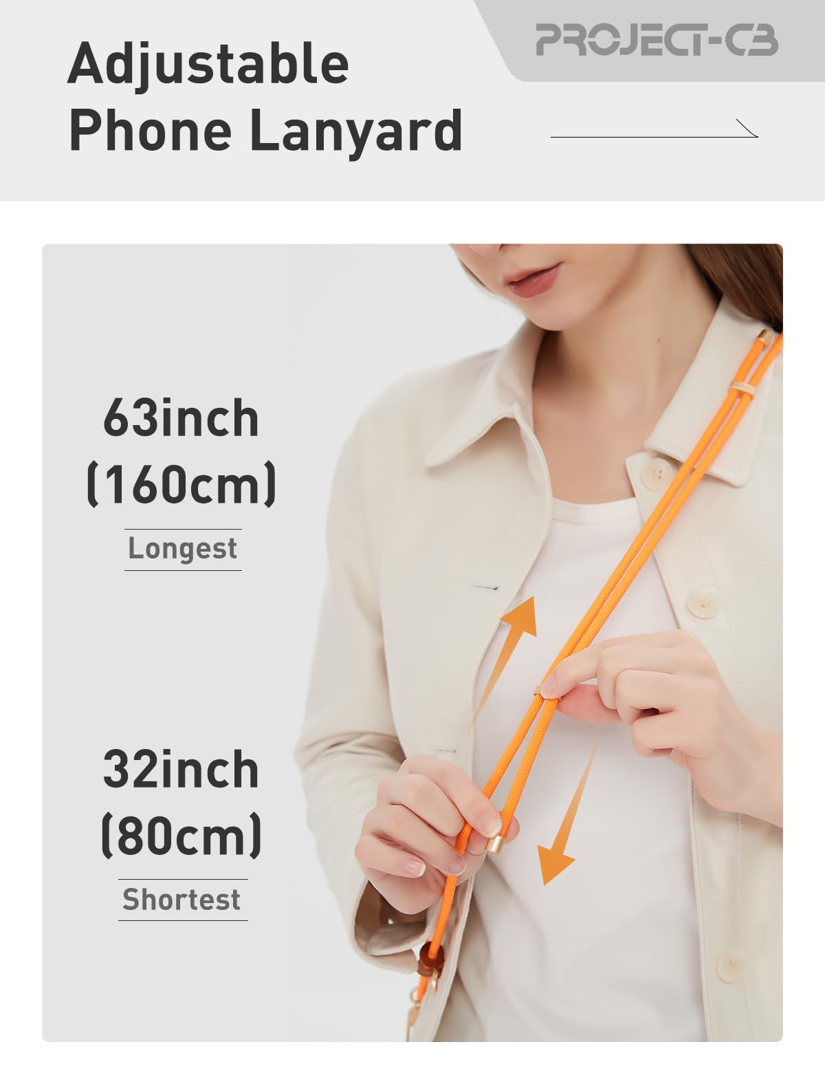 Project-CB Adjustable Phone Lanyard with Tether Tab - Crossbody Strap for Secure Neck & Shoulder Wear - Perfect for Work, Travel, and Outdoor Activities