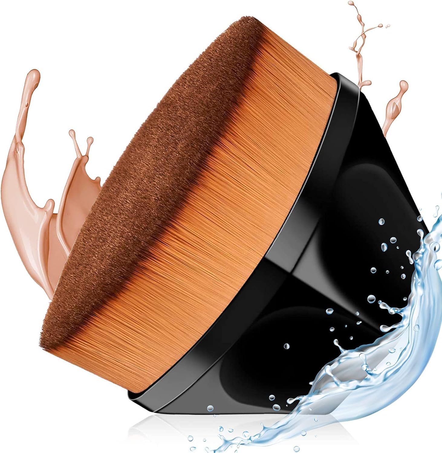 **Professional Flat Top Kabuki Makeup Brush - Hexagon Design for Flawless Liquid, Cream & Powder Foundation Blending | Includes Bonus Protective Case | Perfect for Everyday Makeup & On-the-Go Touch-Ups**
