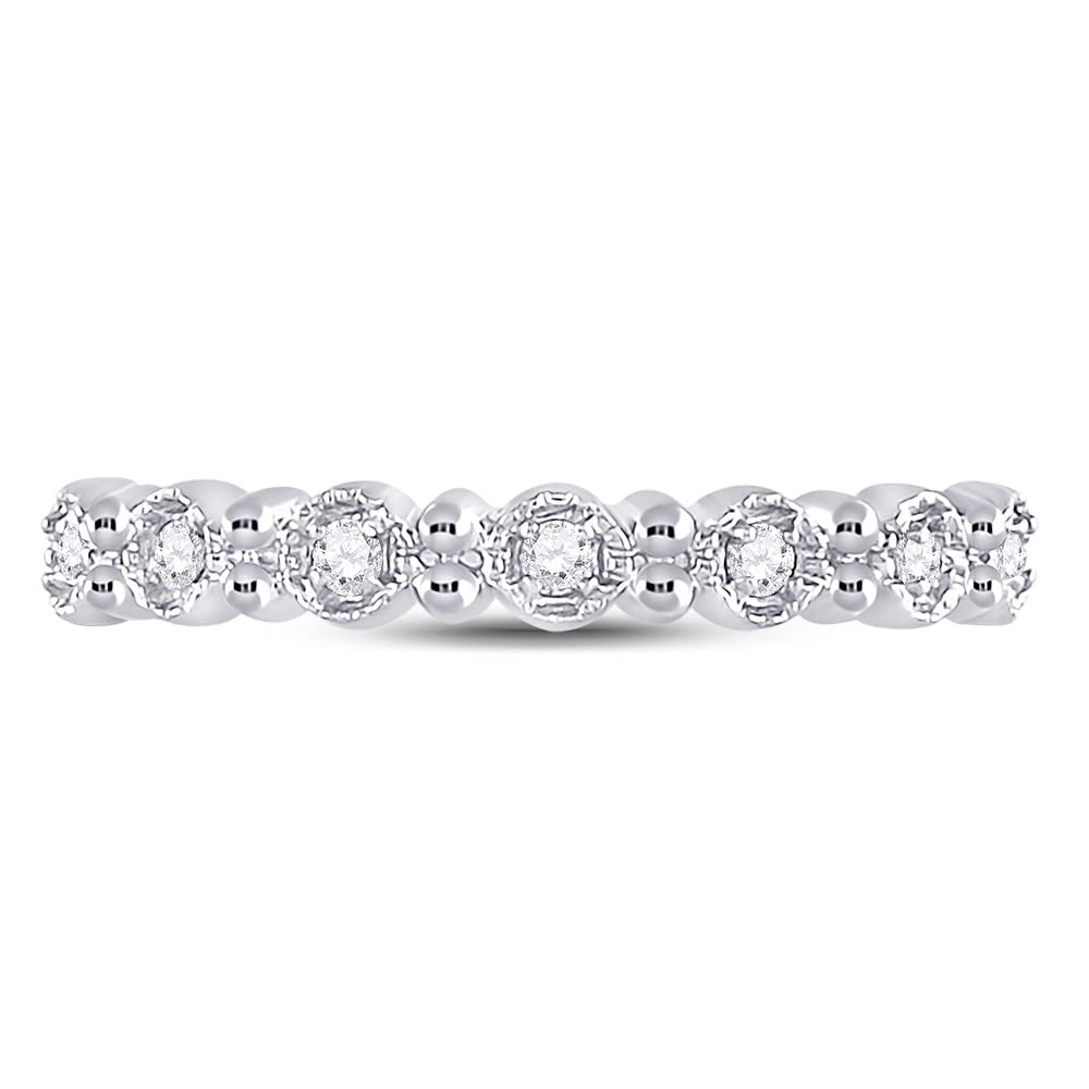 10K White Gold Women's Round Diamond Stackable Band Ring - 1/10 CTTW - Perfect for Stacking, Layering & Everyday Elegance