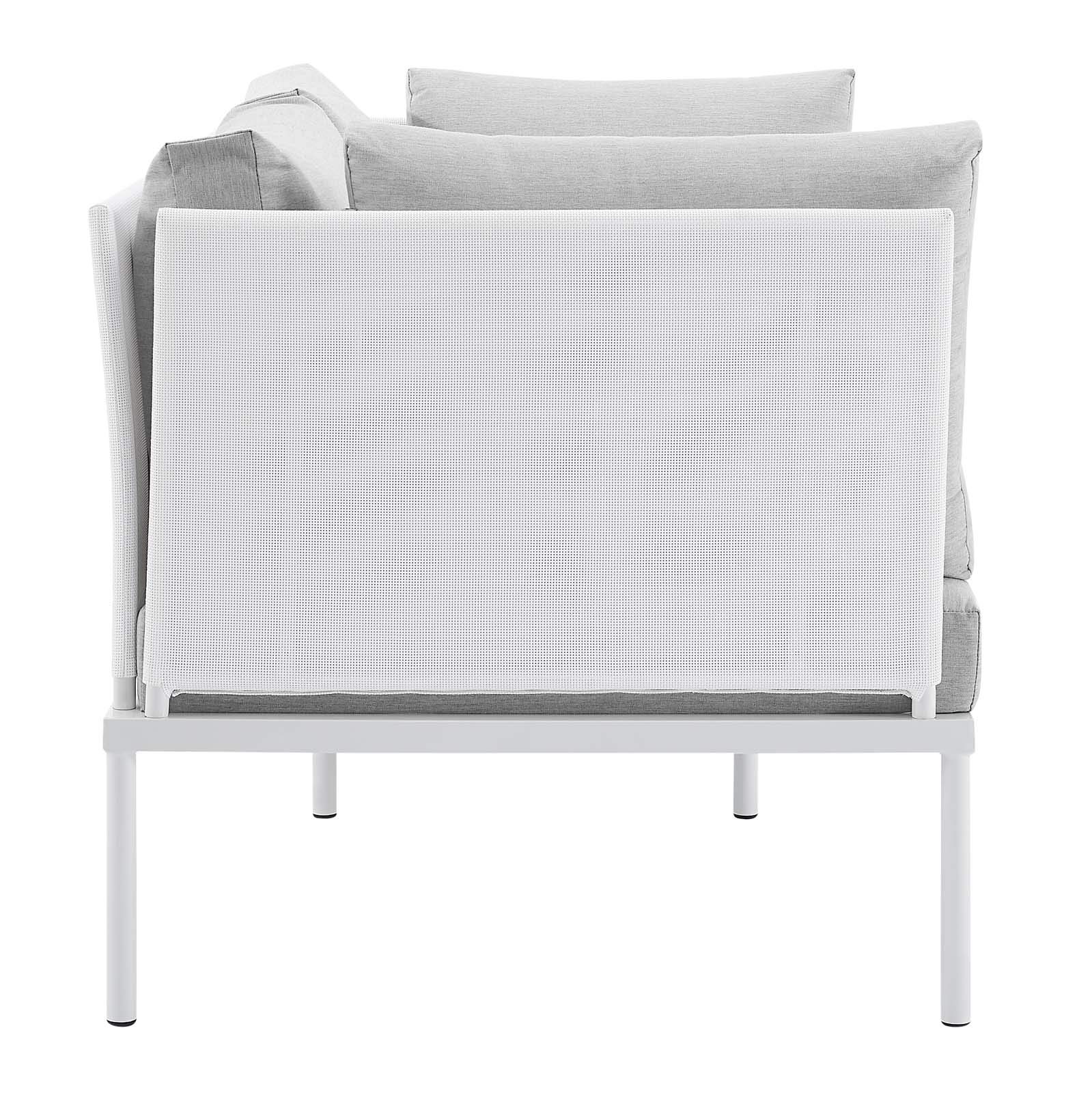 Modway EEI-4963-WHI-GRY Harmony Outdoor Patio Aluminum Loveseat - White & Gray Modern Garden Furniture for Backyard, Poolside & Patio Relaxation