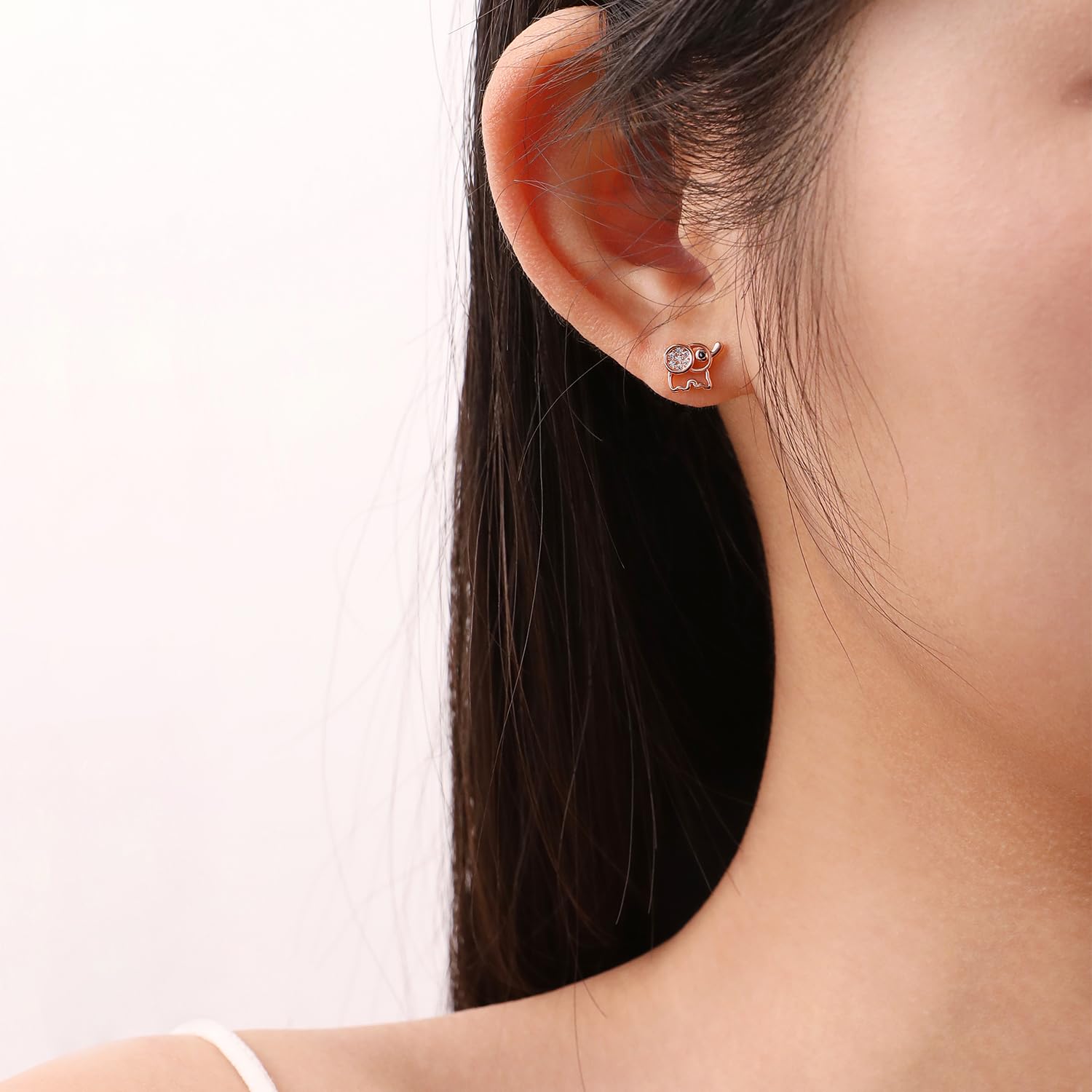 Meissa Sterling Silver Elephant Stud Earrings for Girls - Cute Animal Jewelry, Rose Gold Plated Studs, Novelty Earrings Gift for Kids, Women | Perfect for Birthdays, Parties & Everyday Wear