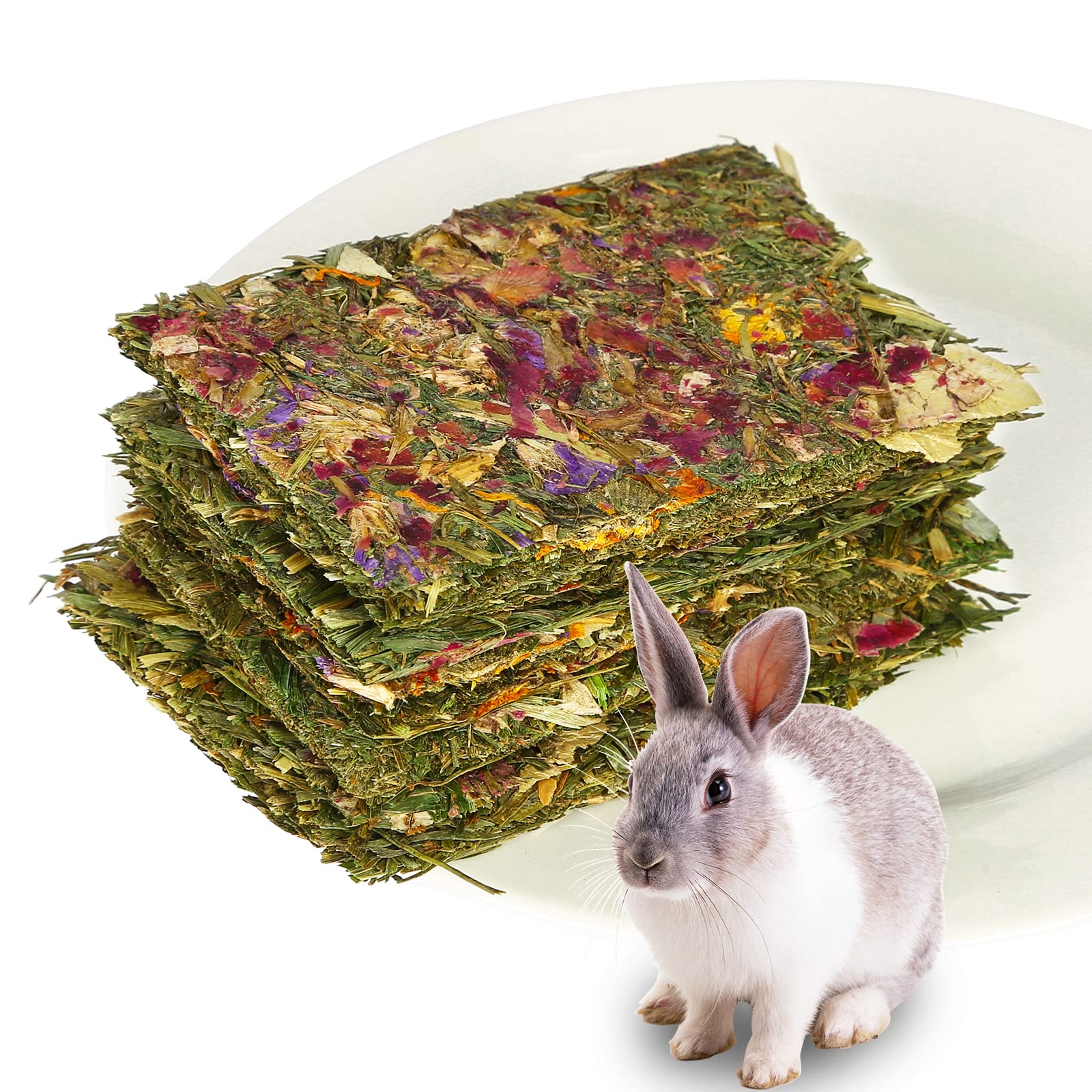 Natural Timothy Hay Chew Treats for Rabbits, Chinchillas, Guinea Pigs & Hamsters - Dental Health Small Animal Snacks - Perfect for Cage Enrichment & Chewing Instincts (5-Pack)