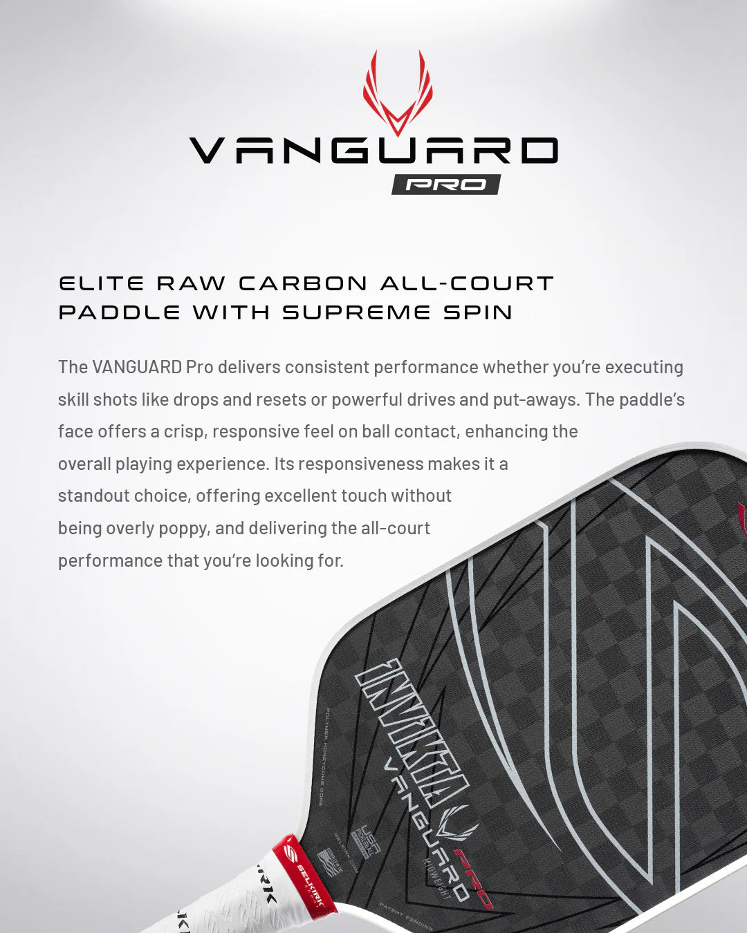 Selkirk Vanguard Pro Invikta Pickleball Paddle - Premium Carbon Fiber Paddle for Competitive Play | Perfect for Tournaments & Outdoor Games
