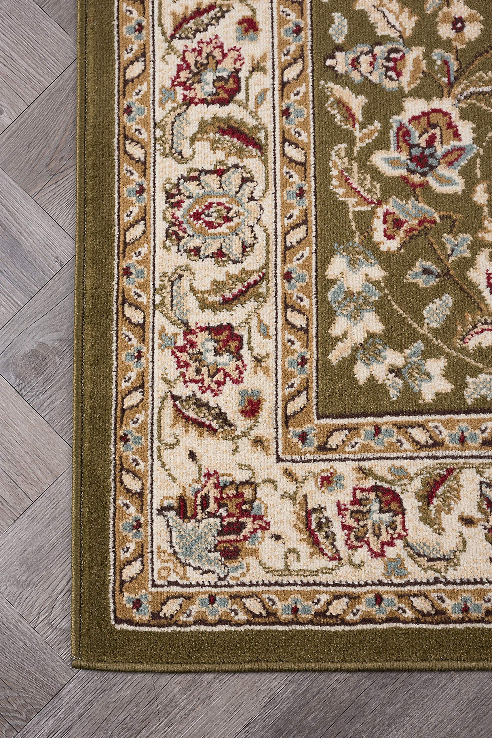 Lizbeth Green 8x10 Area Rug - Traditional Oriental Design for Living Room, Dining Room, Bedroom, Kitchen & Entryway - Soft & Durable Home Decor for Cozy Spaces