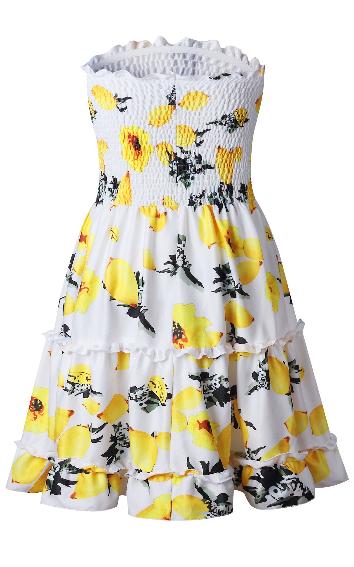 Angashion Women's Floral Strapless Pleated Flowy Skater Mini Tube Dress - Perfect for Summer Parties, Beach Vacations & Date Nights