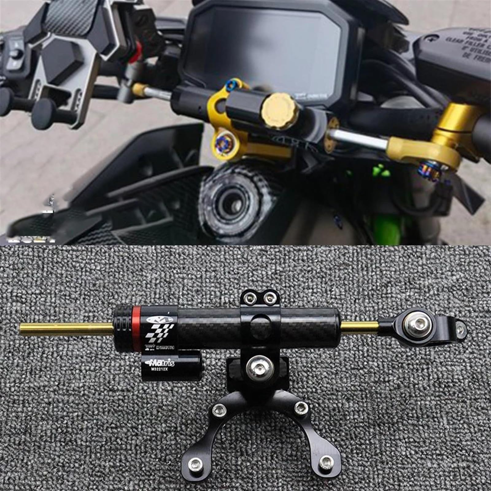 Kawasaki Z900 2021-2023 Steering Damper Mount Bracket - Motorcycle Stabilizer Mounting Kit for Improved Handling (Size A) | Perfect for Track Days and High-Speed Riding