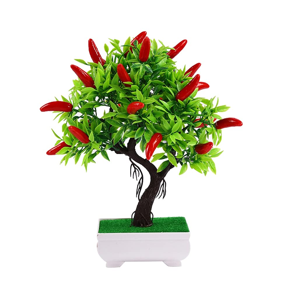 1Pc Artificial Mini Chili Tree - Faux Bonsai Plant for Wedding, Party, Home & Desk Decor - Realistic Fake Plant for Indoor Greenery (Size A) | Perfect for Centerpieces, Office Decor & Gift Ideas