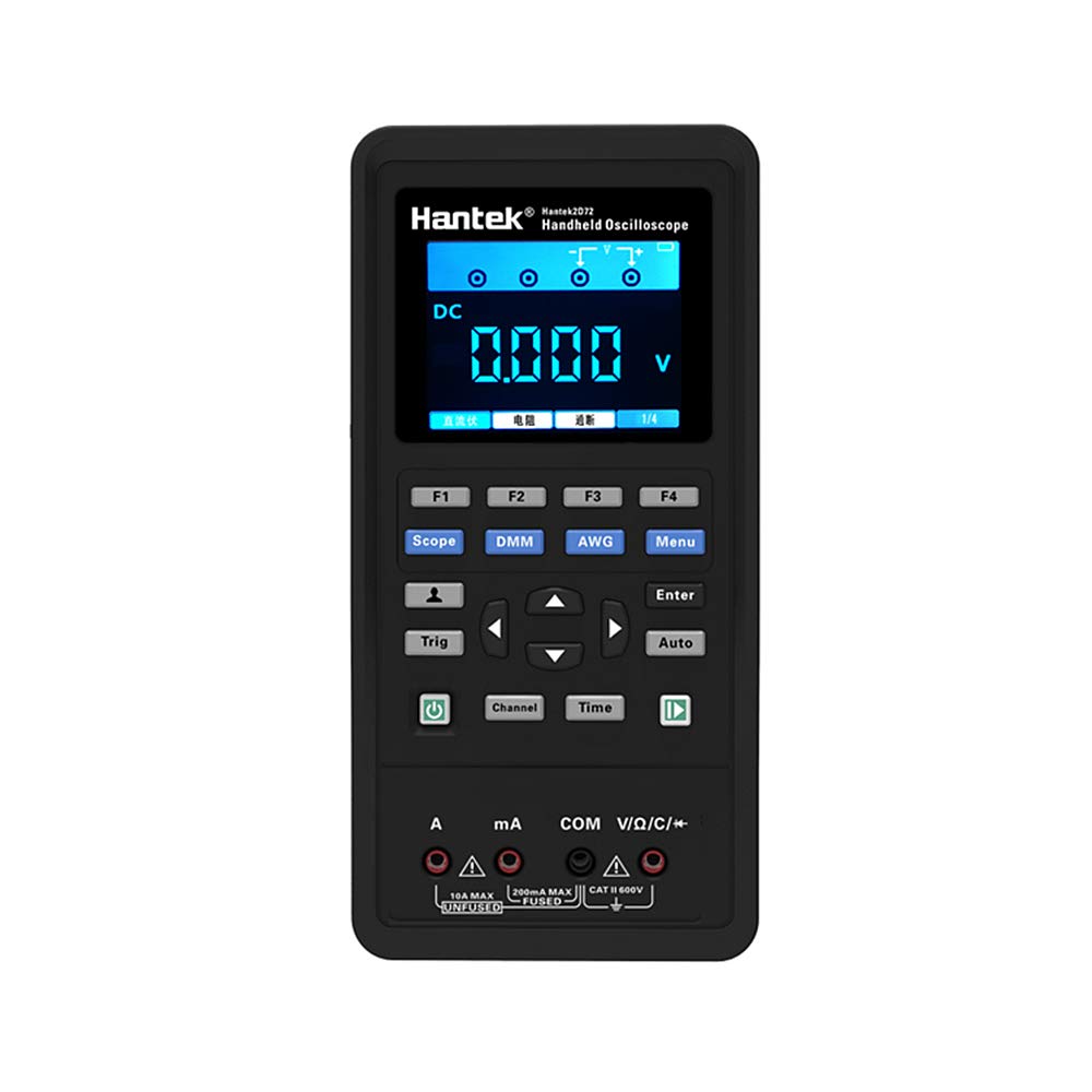 Hantek 2D72 3-in-1 Digital Oscilloscope, Waveform Generator & Multimeter - 70MHz 2-Channel, 250MSa/s, USB Portable Multifunction Tester for Electronics Repair, Circuit Testing & Engineering Labs