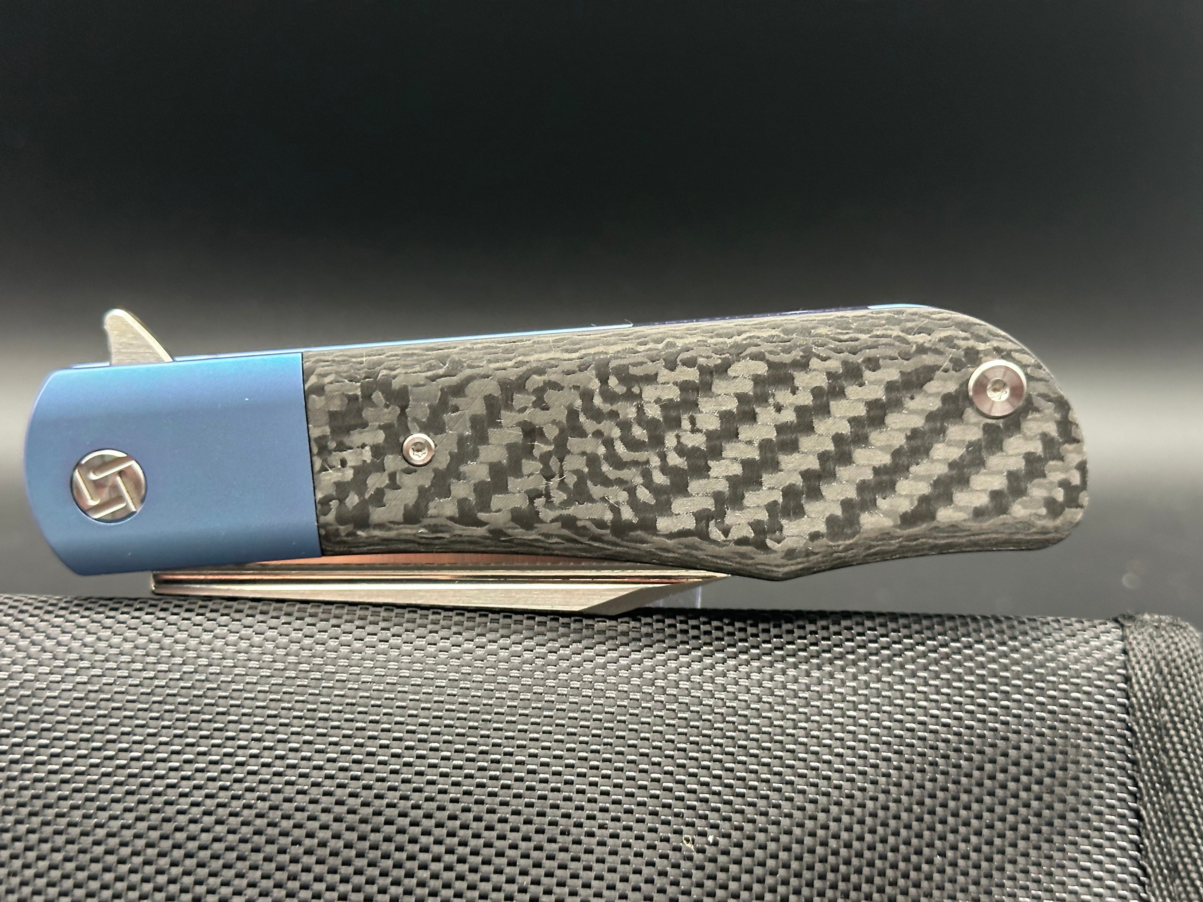 Artisan Cutlery D. Rocket Hyperion Frame Lock Knife - Carbon Fiber/Blue Titanium, Satin Finish (1834G) - EDC Pocket Knife for Outdoor, Camping & Everyday Carry