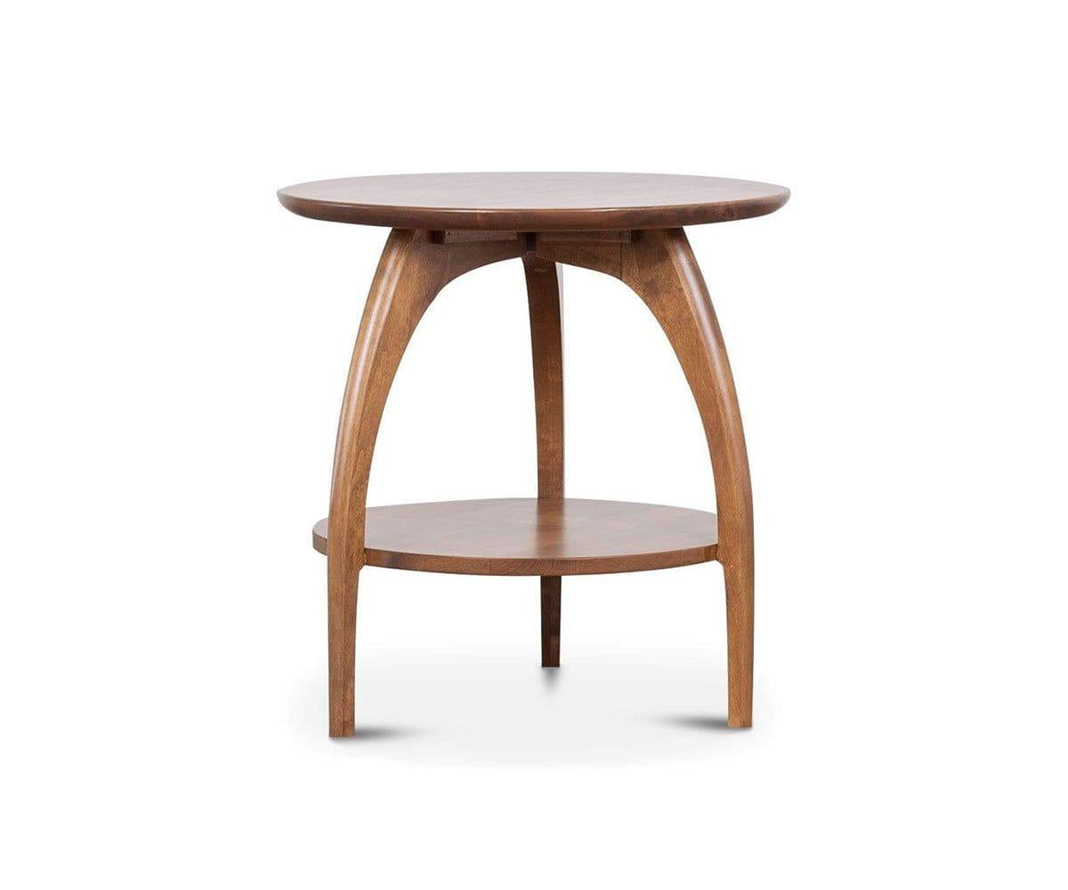Round Wooden Castle Tibro End Table - Rustic Side Table for Living Room, Bedroom, or Office Decor