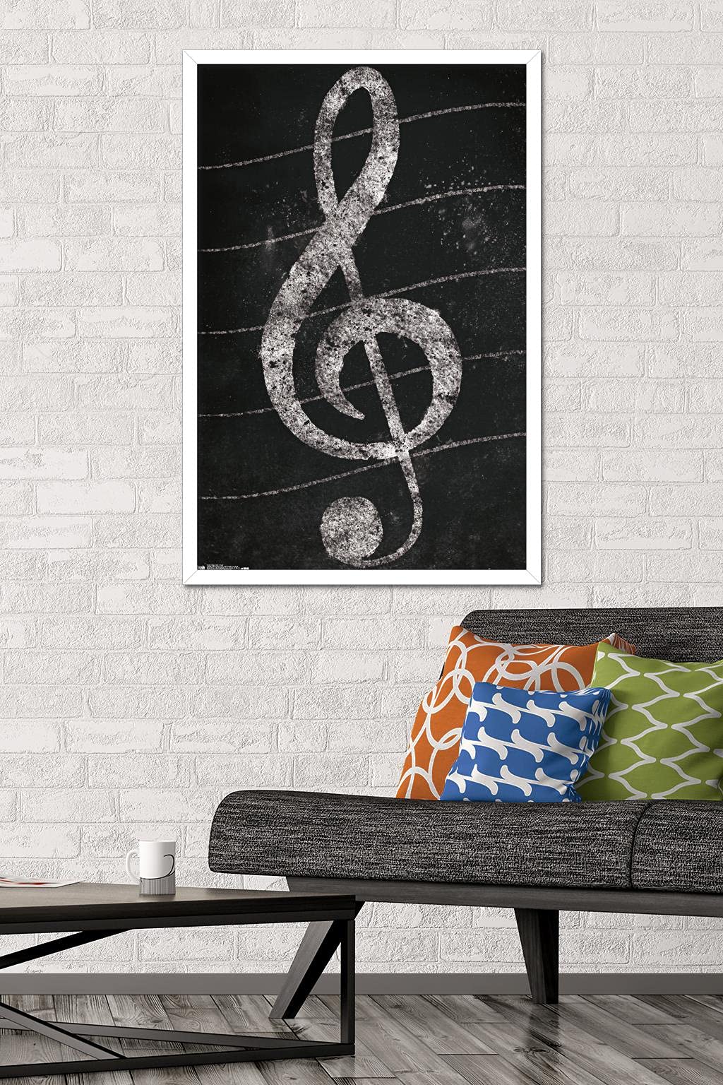 Trends International Treble Clef - Chalkboard Style Music Wall Art Poster, 22.375