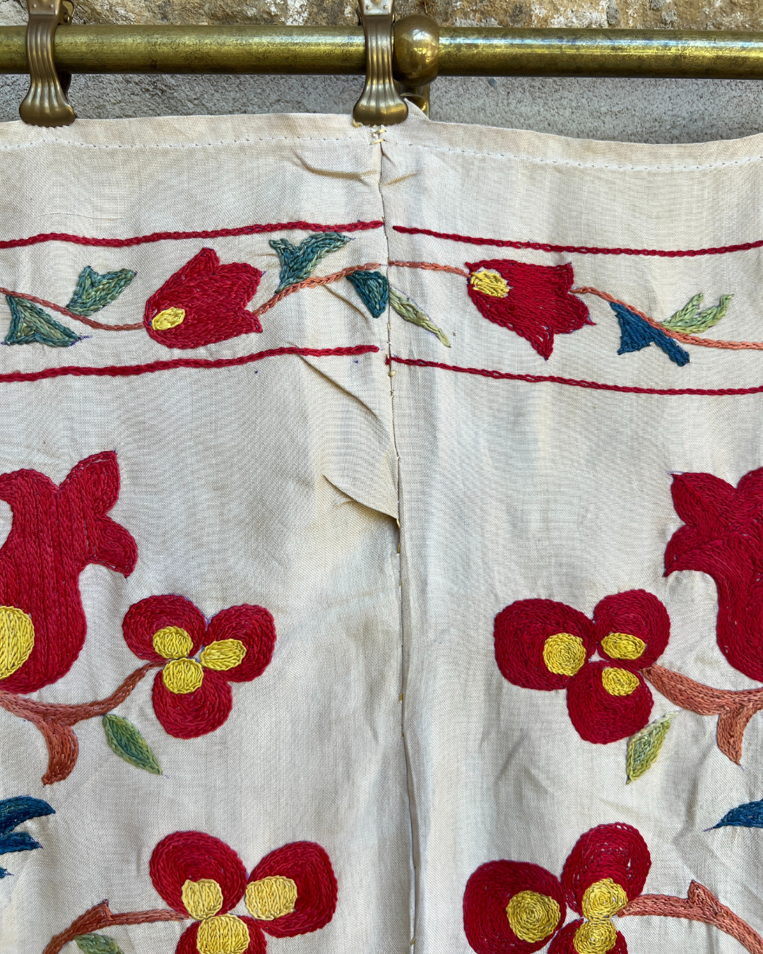 Medium Suzani 058 - Handmade Cotton Embroidered Throw Pillow Cover - Perfect for Boho Home Decor, Sofa & Bedroom Accent