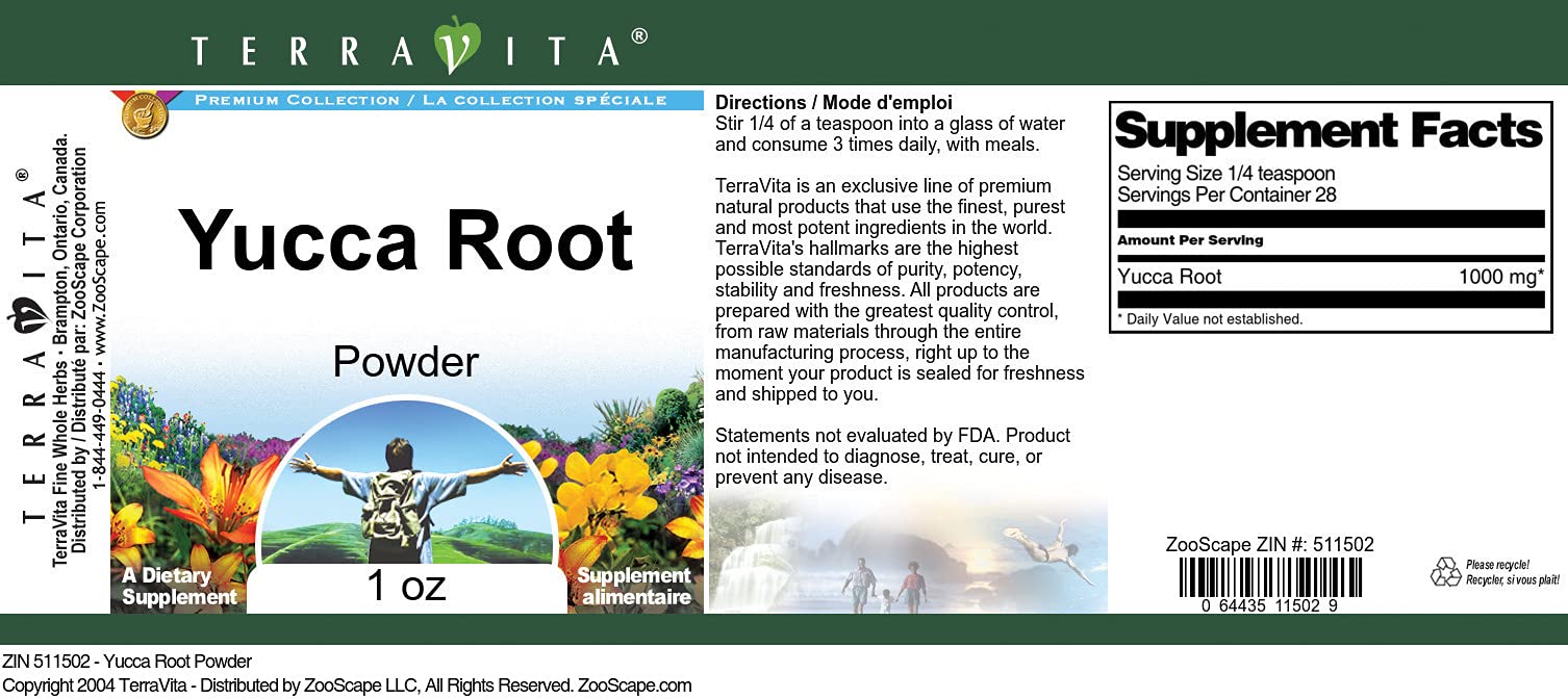 Organic Yucca Root Powder 1 oz (ZIN: 511502) | Natural Dietary Supplement for Digestive Health & Skin Care | Perfect for Smoothies, Baking & Herbal Remedies