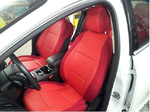 TopCar Custom Car Seat Covers (Front Set) - Premium Leatherette with Synthetic Material, Perfect Vehicle-Specific Fit, Vibrant Red Color - Ideal for Car Interior Protection & Style Upgrade