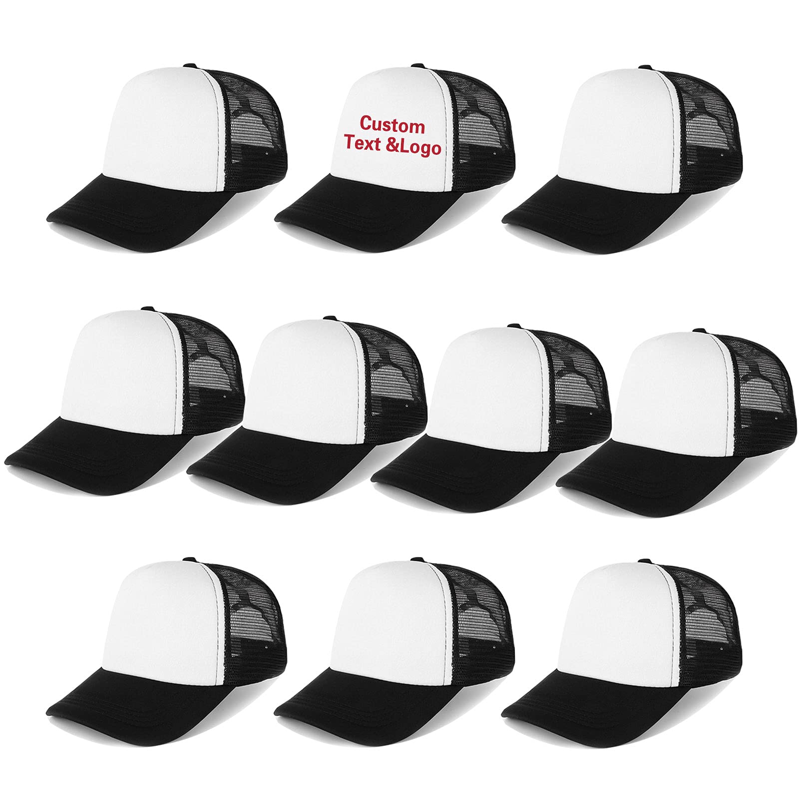 Ultrafun 10 Pack Blank Trucker Hats - Bulk Sublimation Mesh Baseball Caps Adjustable for Men & Women - Perfect for Sports, Outdoor Activities & Custom Printing
