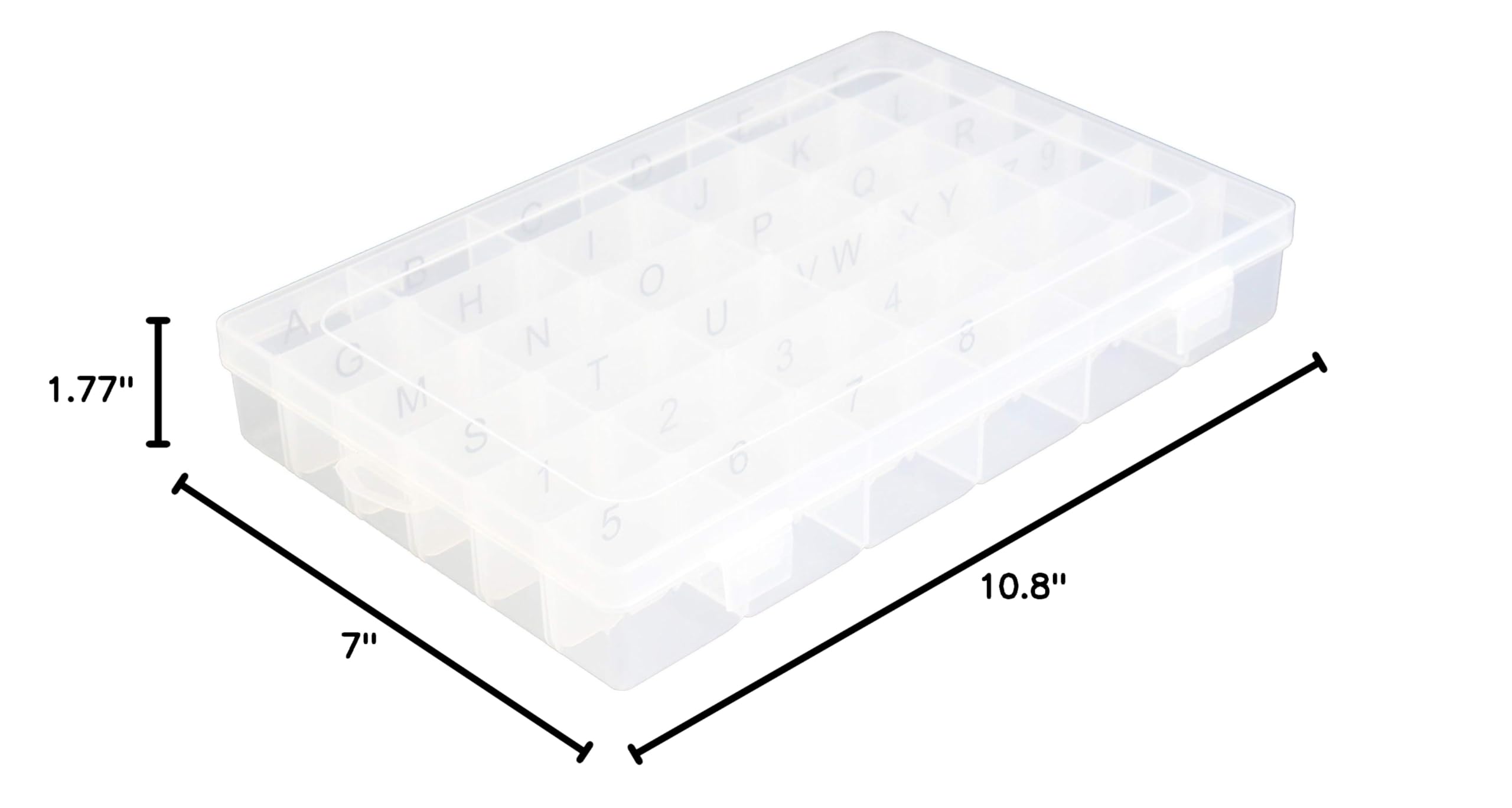 Adjustable Plastic Organizer Box with 36 Compartments & Pre-Applied Letter Stickers - Perfect for Letter Board Storage, Office Supplies, and Craft Organization