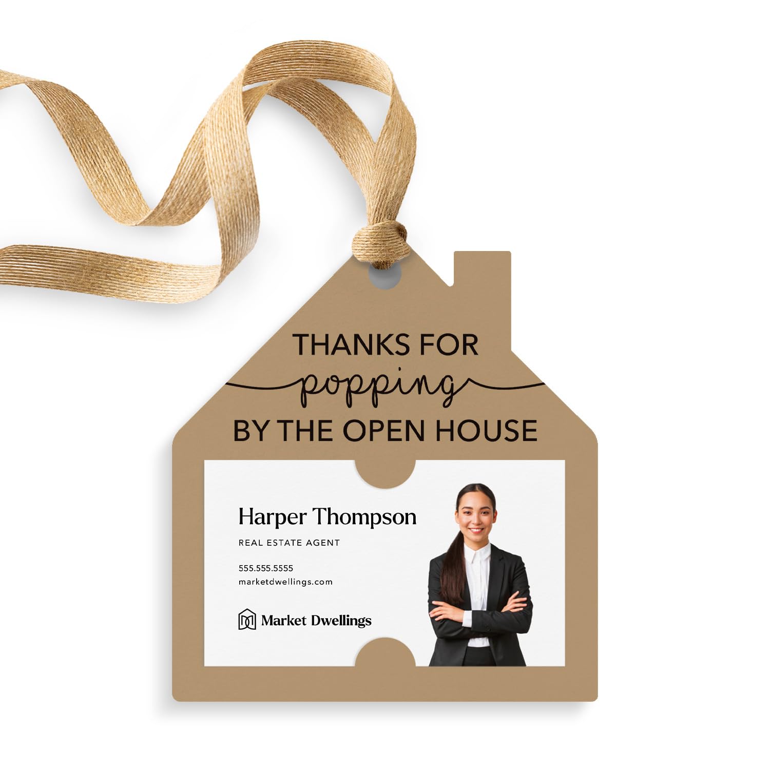 House Shaped Pop By Gift Tag - 26-GT004 | Open House Party Favors, Real Estate Agent Appreciation Gifts, New Home Celebration Thank You Cards