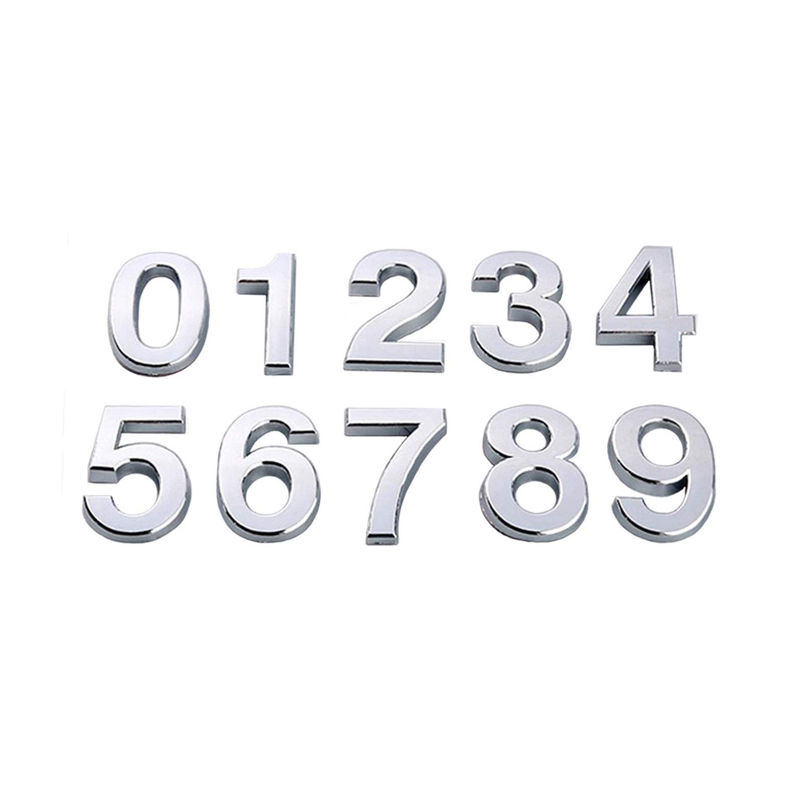 3D Floating House Numbers 0-9, 2 Inch Self-Adhesive Address Plaques - Silver (10Pcs) for Mailbox, Front Door, Wall Decor & Street Sign - Modern Home Exterior Design Upgrade