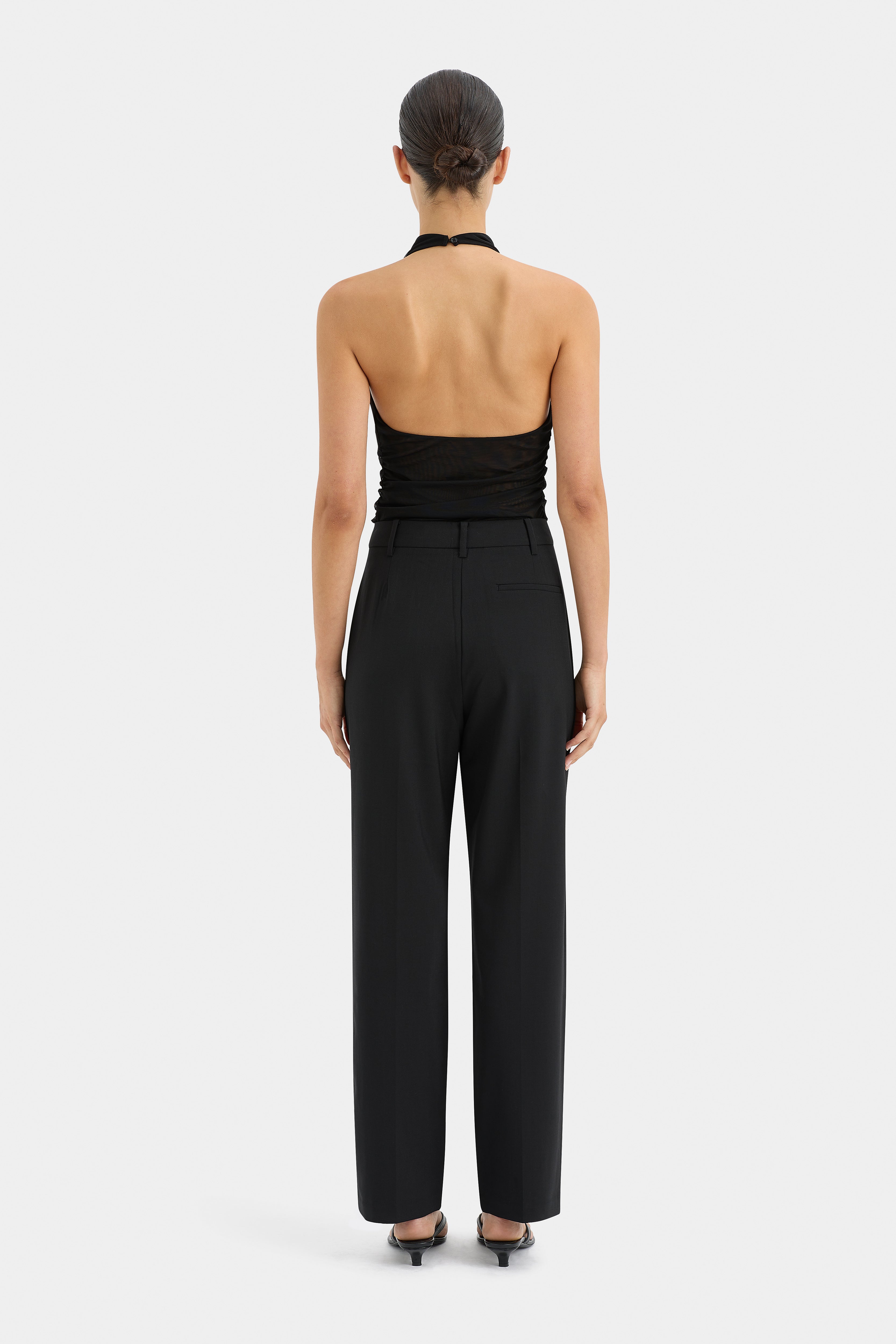 Leni Women's Black Dress Pants - Slim Fit High Waist Office Work Trousers for Business Casual & Professional Wear