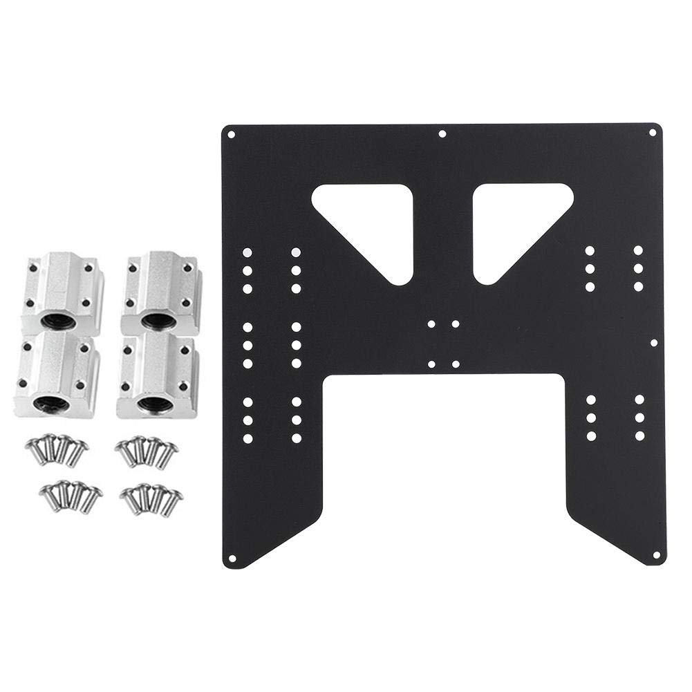 ASHATA 3D Printer Carriage Plate & Slider Kit - Z Axis Hot Bed Support Plate with Smooth Bearings for Prusa I3/Anet A8/A6 - Perfect for 3D Printing Upgrades & Repairs