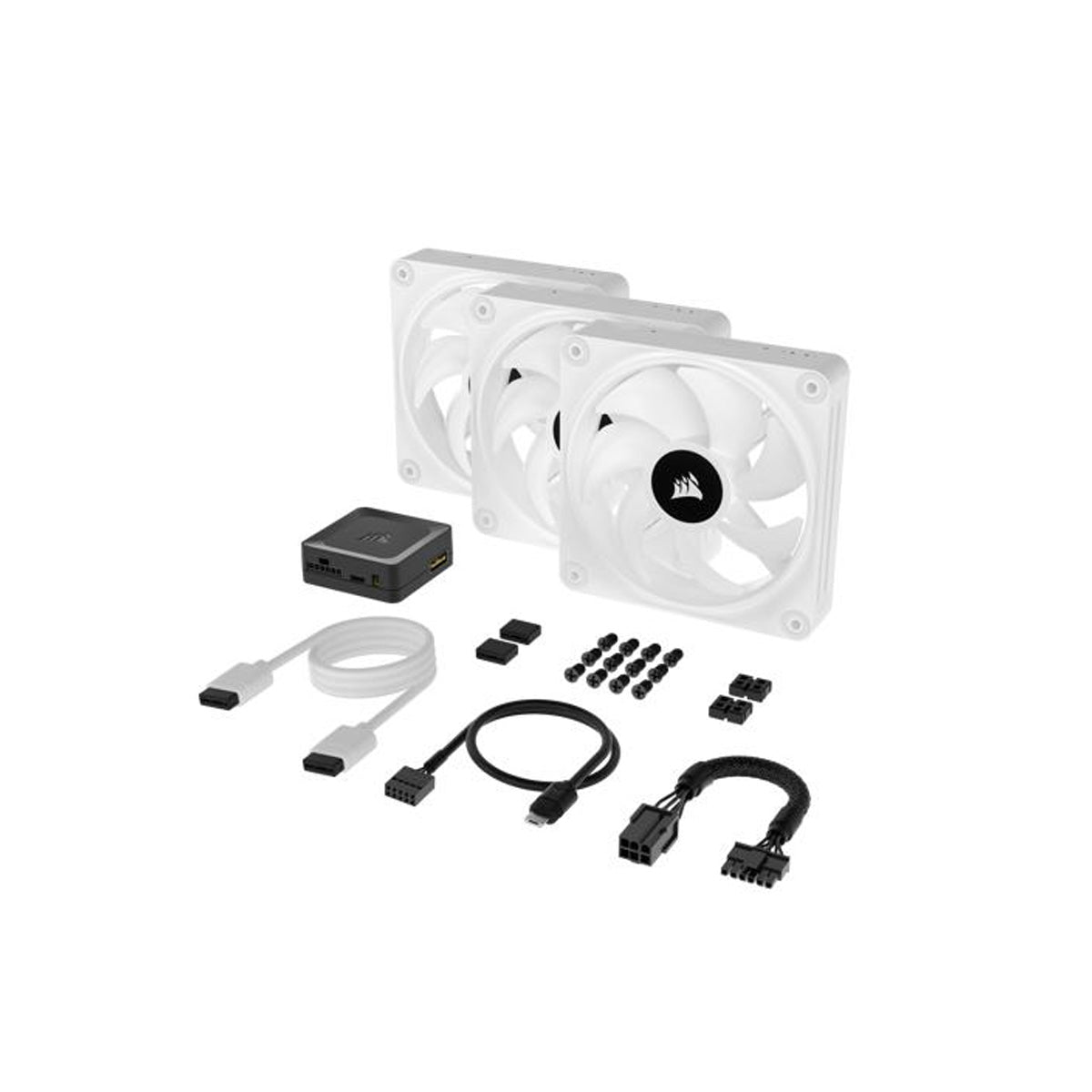 Corsair iCUE LINK QX120 RGB 120mm Magnetic Dome RGB Cooling Fan - Triple Fan Kit (White) - Perfect for PC Gaming, Custom Builds & Case Cooling