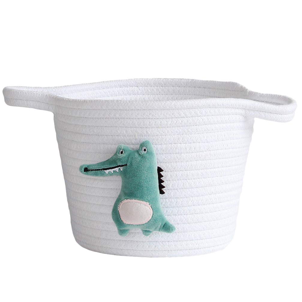 VOSAREA Small Woven Rope Storage Basket - Cute Crocodile Design Shallow Organizer for Keys, Toys & Home Decor | Perfect for Nursery, Bathroom Shelf & Kids Room Organization