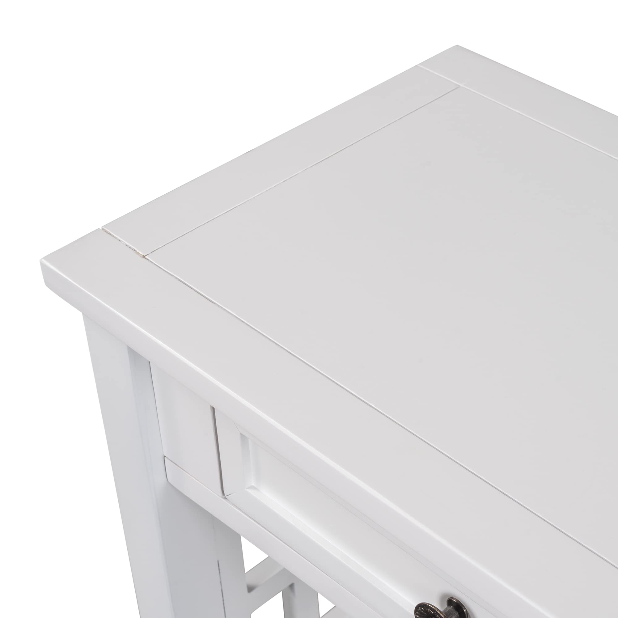 Quarte Console Table - Entryway Hallway Sofa Table with 4 Drawers & 1 Shelf, Thick Wood Accent Side Table, Retro Style Living Room & Bedroom Furniture, Easy Assembly (White) - Perfect for Small Spaces, Apartment Entryways & Home Decor