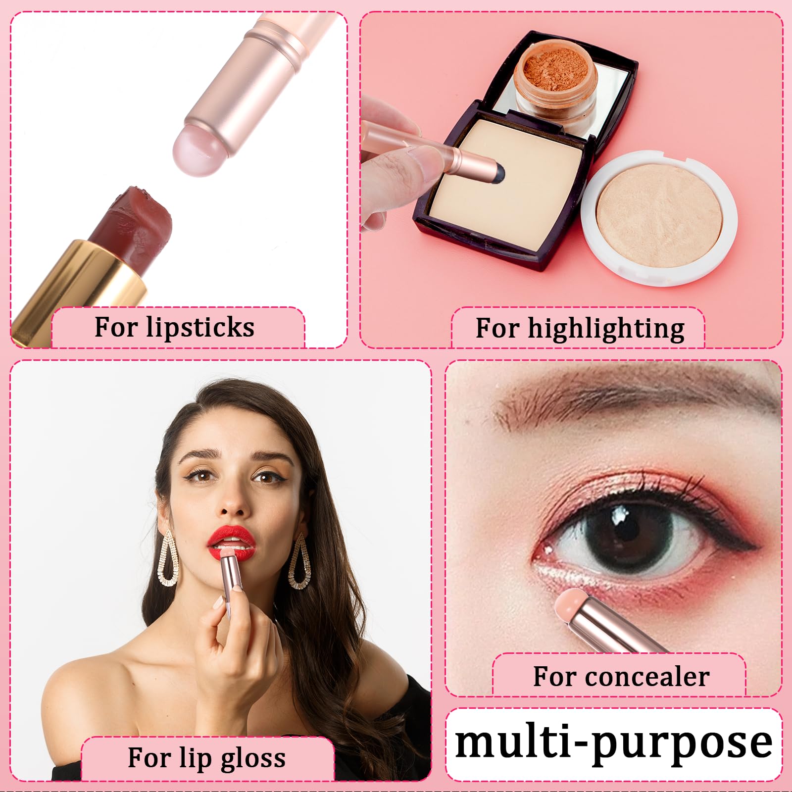 4Pcs Silicone Lip Brush Set - Soft Round Head Lip Makeup Brush for Lip Balm, Gloss & Tint Application - Portable Concealer & Exfoliator with Protective Dust Cap - Perfect for Home, Travel & Professional Makeup Kits