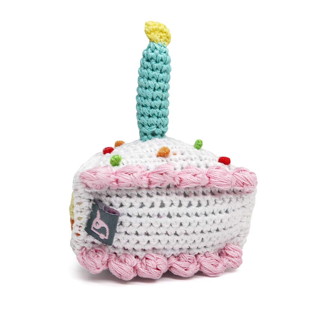 Crochet Small Dog Squeaky Toy - Birthday Cake Design Chew Toy for Puppies | Perfect for Playtime, Training Rewards & Birthday Gifts for Dogs