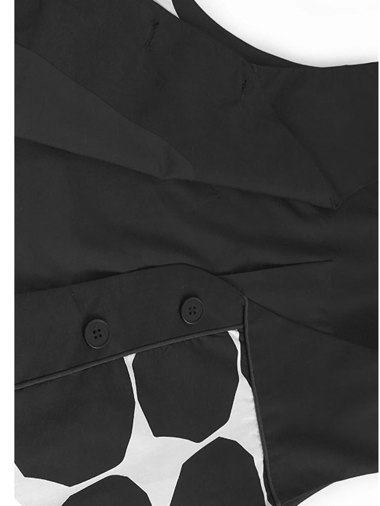 Big Size Black Dot Vest & Wide Leg Pants Two-Piece Suit - V Neck Sleeveless Women's Fashion Set for Spring & Autumn 2025 | Office Wear, Casual Outfit, Party Ensemble (Style 1DJ1105)