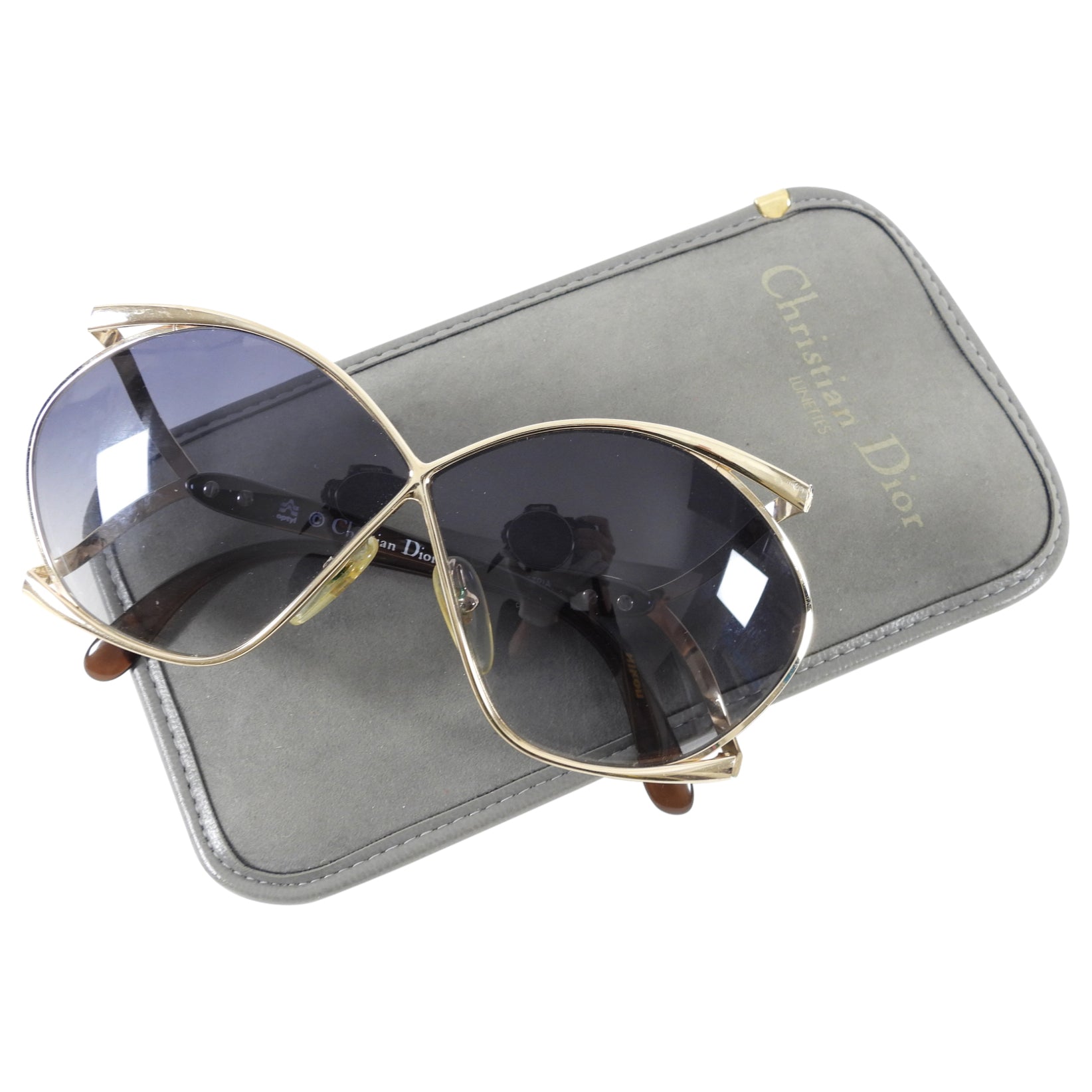 Vintage Christian Dior 2056 Butterfly Sunglasses - Oversized 1980s Gold Frame Retro Sunglasses for Women | Perfect for Beach, Summer Fashion & Vintage Style Outfits