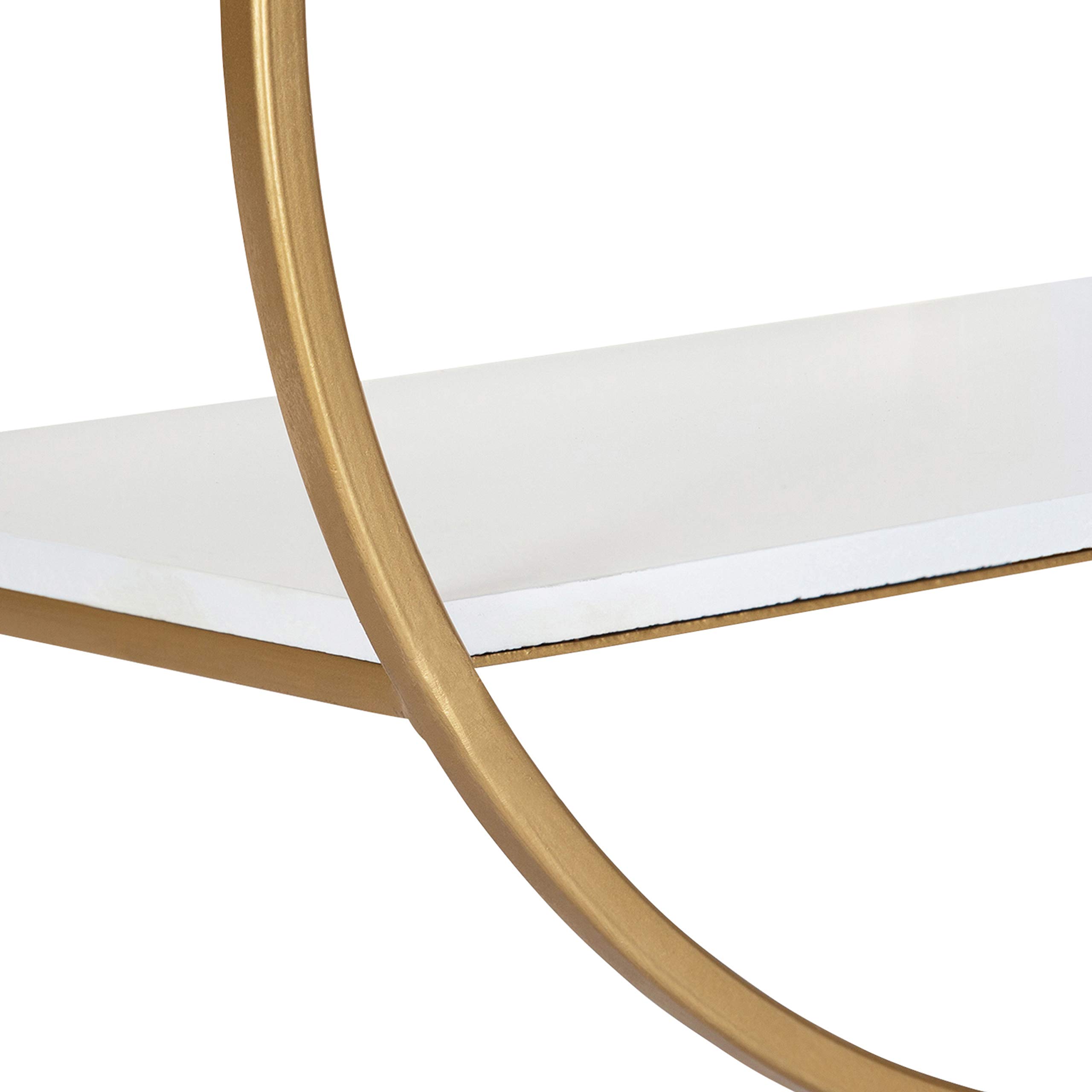 Kate and Laurel Wicks Modern Glam Floating Wall Shelves - Set of 2 Round Gold Metal Frame with White Painted Solid Wood Shelves | Perfect for Living Room, Bedroom Decor & Displaying Photos, Plants, Books