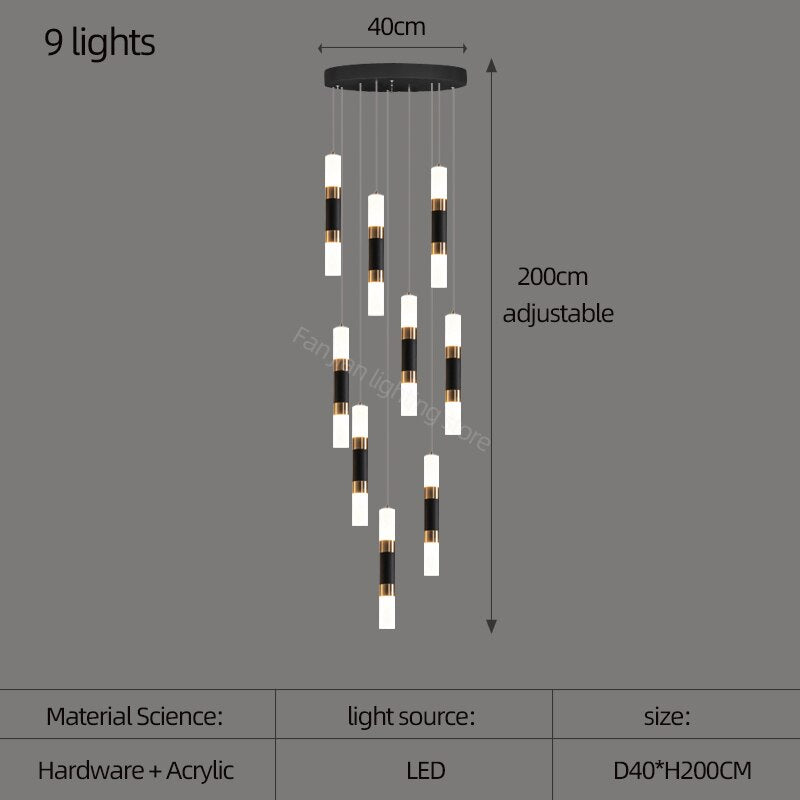 Elegant Acrylic Staircase Chandelier - Modern Crystal-Like Lighting Fixture for Hallway, Foyer & Stairwell Decor